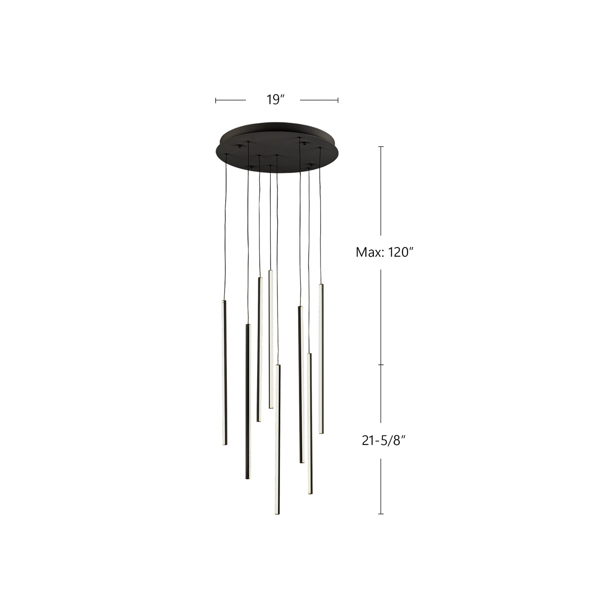 Chute 8 Head Black LED Multi Pendant