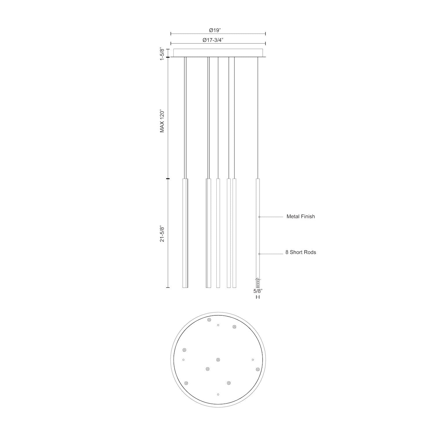 Chute 8 Head White LED Multi Pendant