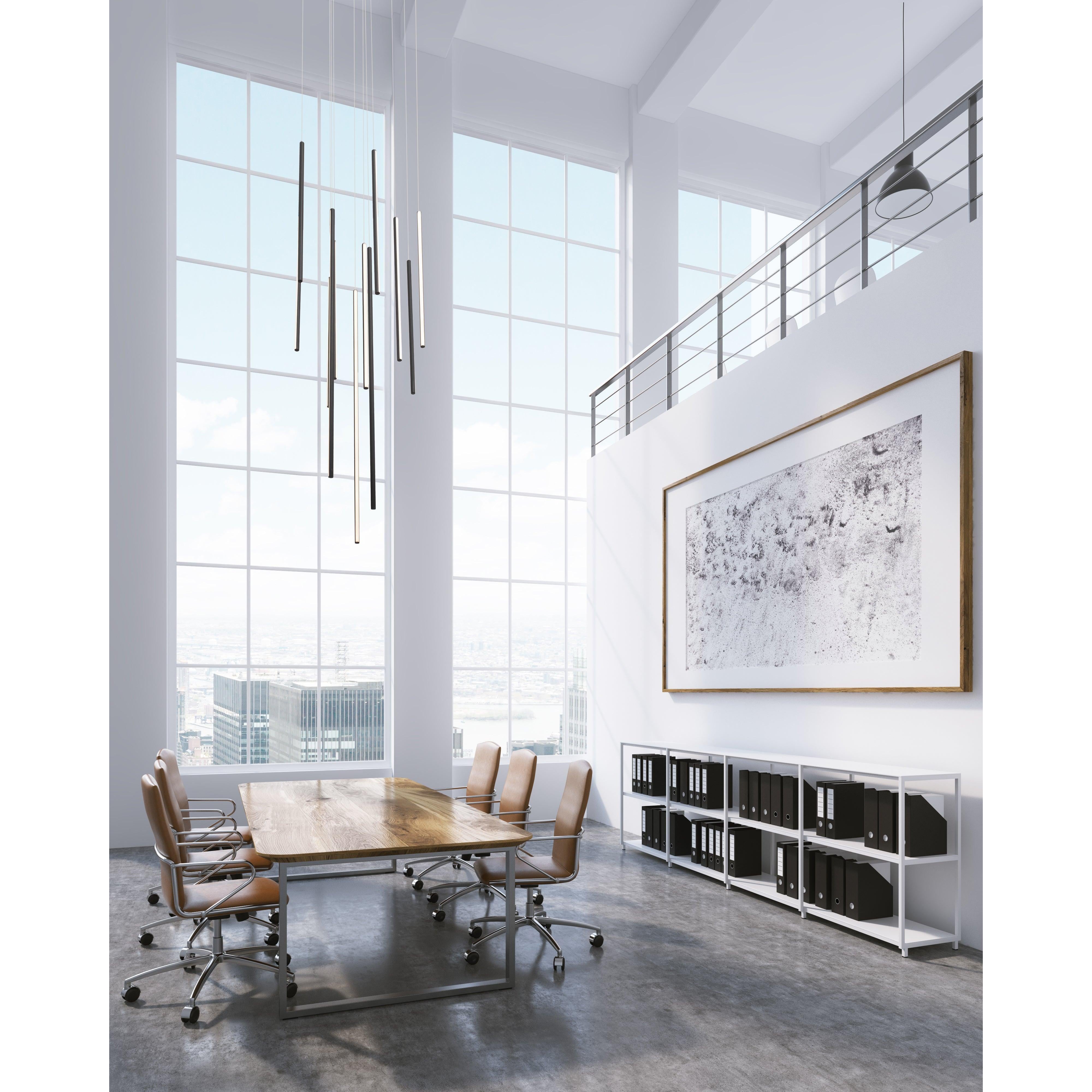 Chute 12 Head Black LED Multi Pendant