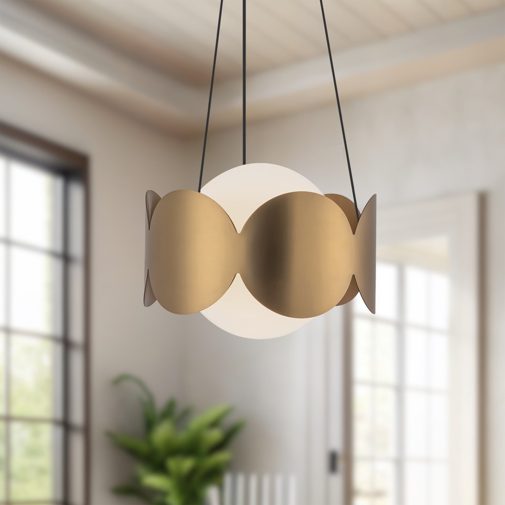 Ciel 10-in Brushed Gold/Opal Glass Socket Chandelier