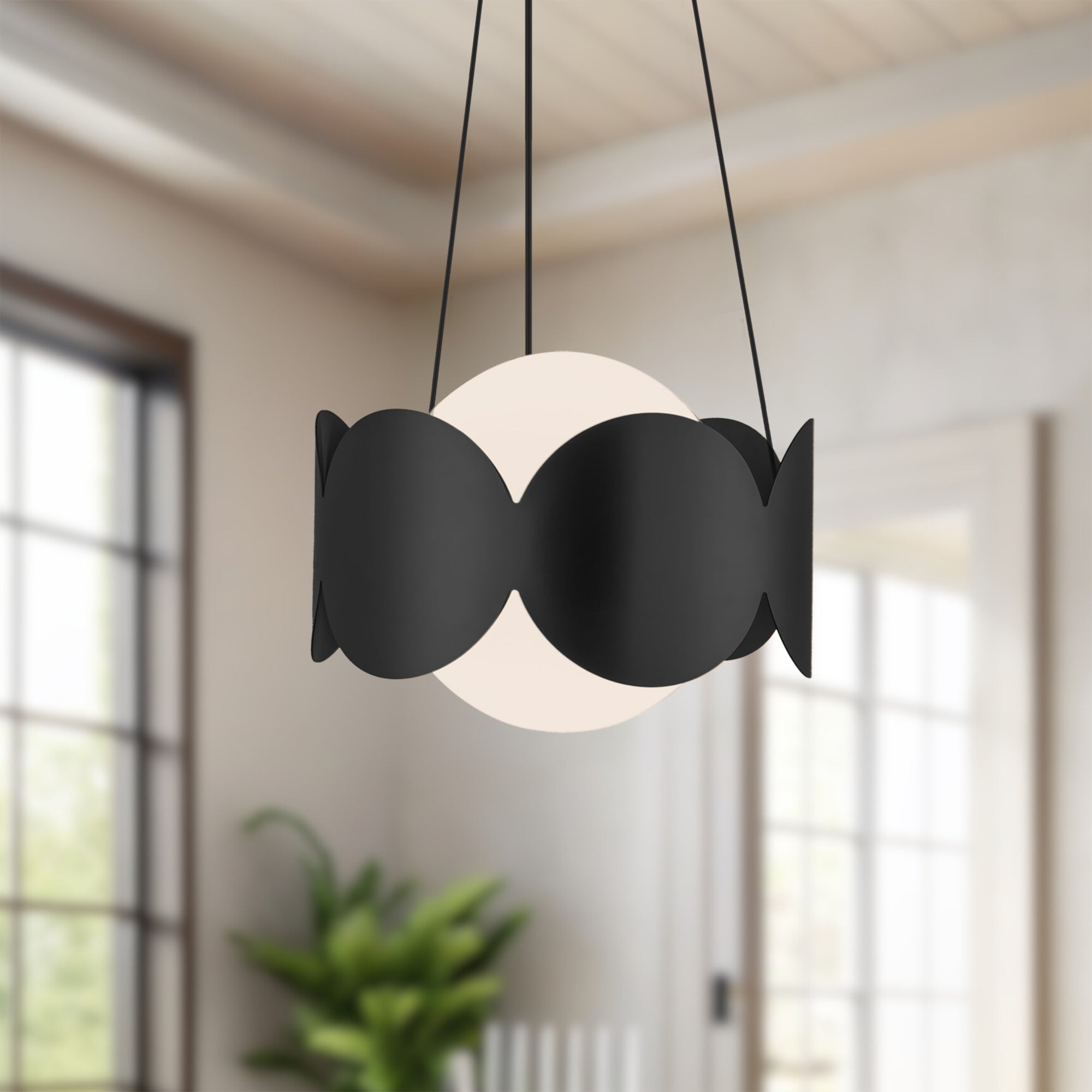 Ciel 10-in Black/Opal Glass Socket Chandelier