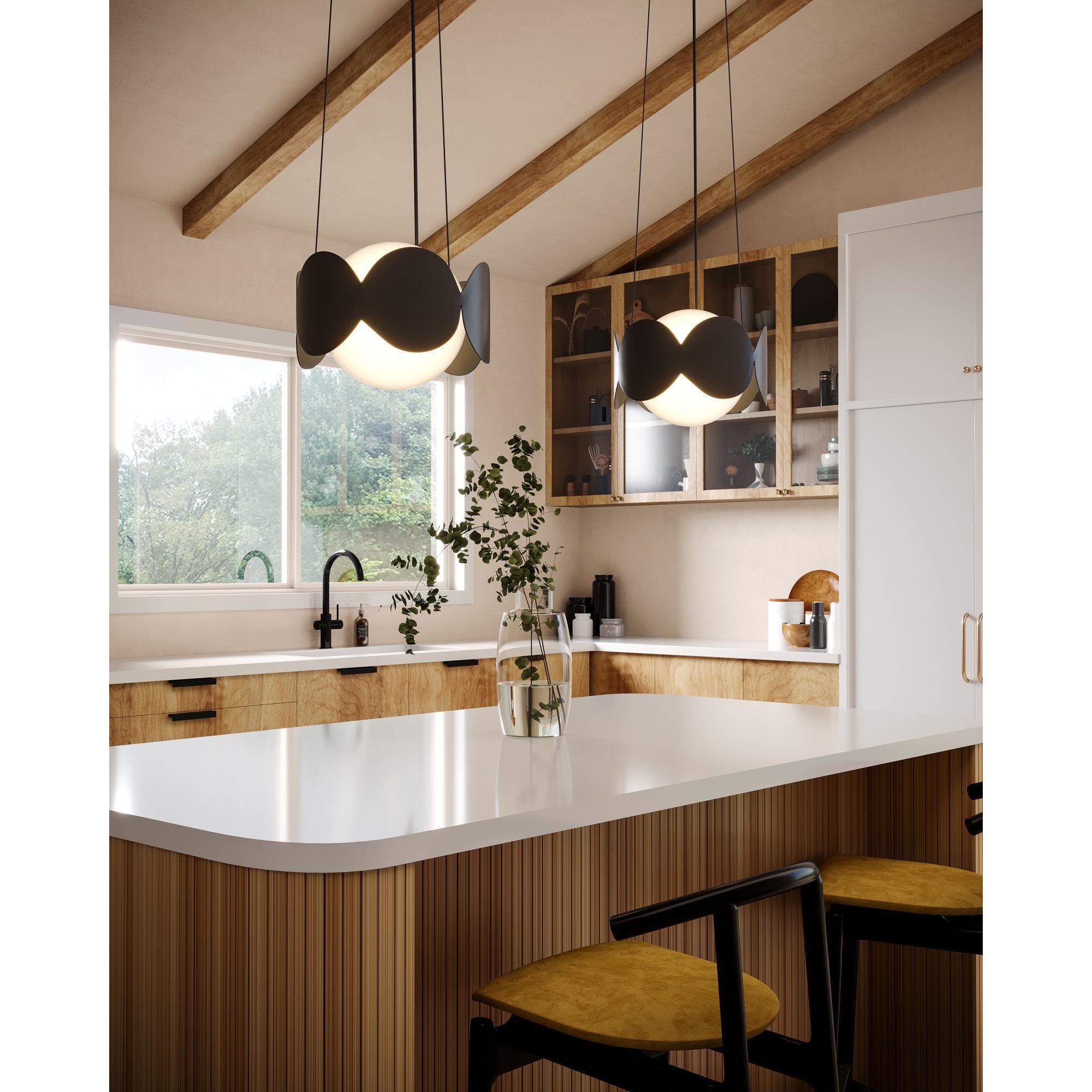 Ciel 10-in Black/Opal Glass Socket Chandelier