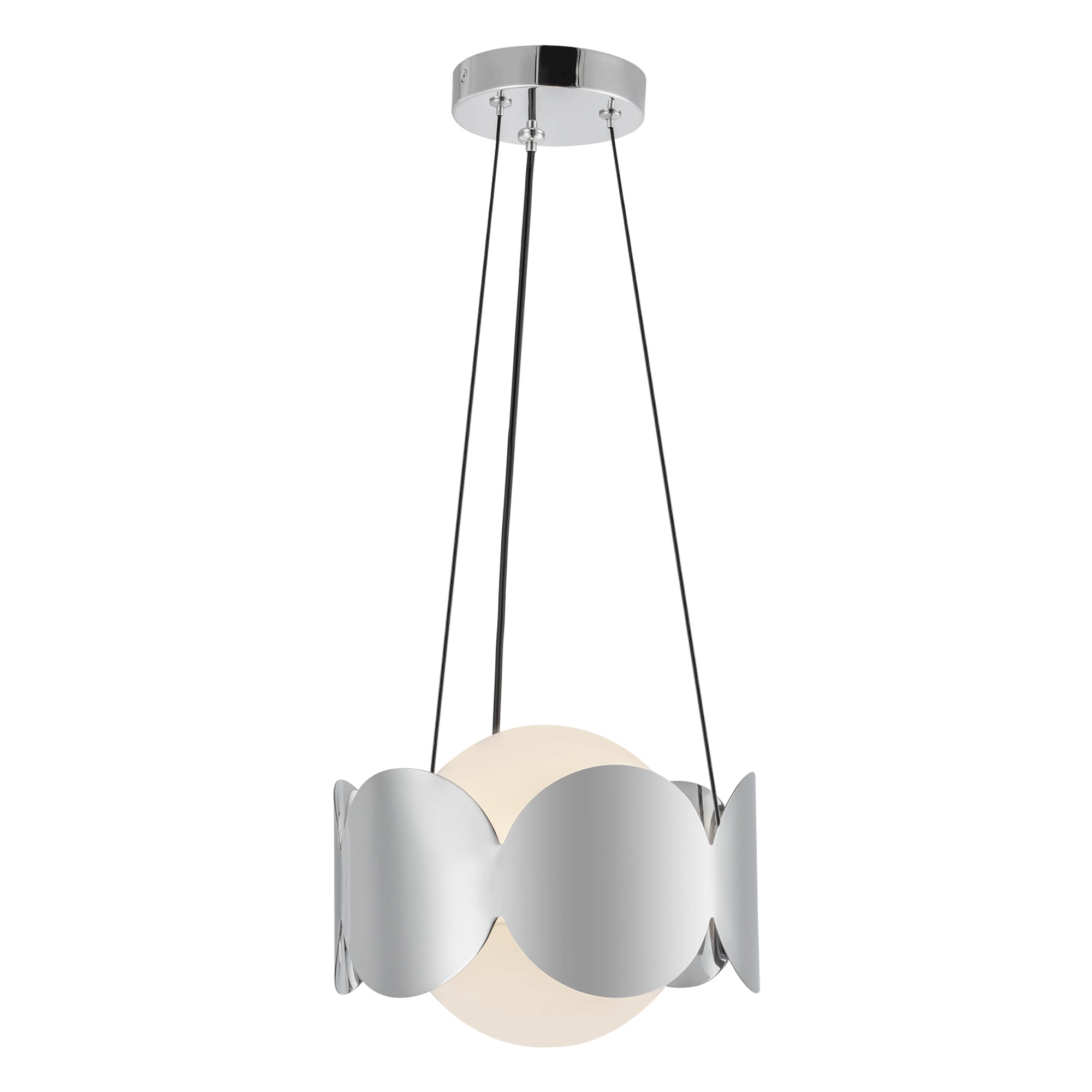 Kuzco Ciel CH59810-CH/OP Chandelier, Socket Chandelier, Chrome/Opal Glass