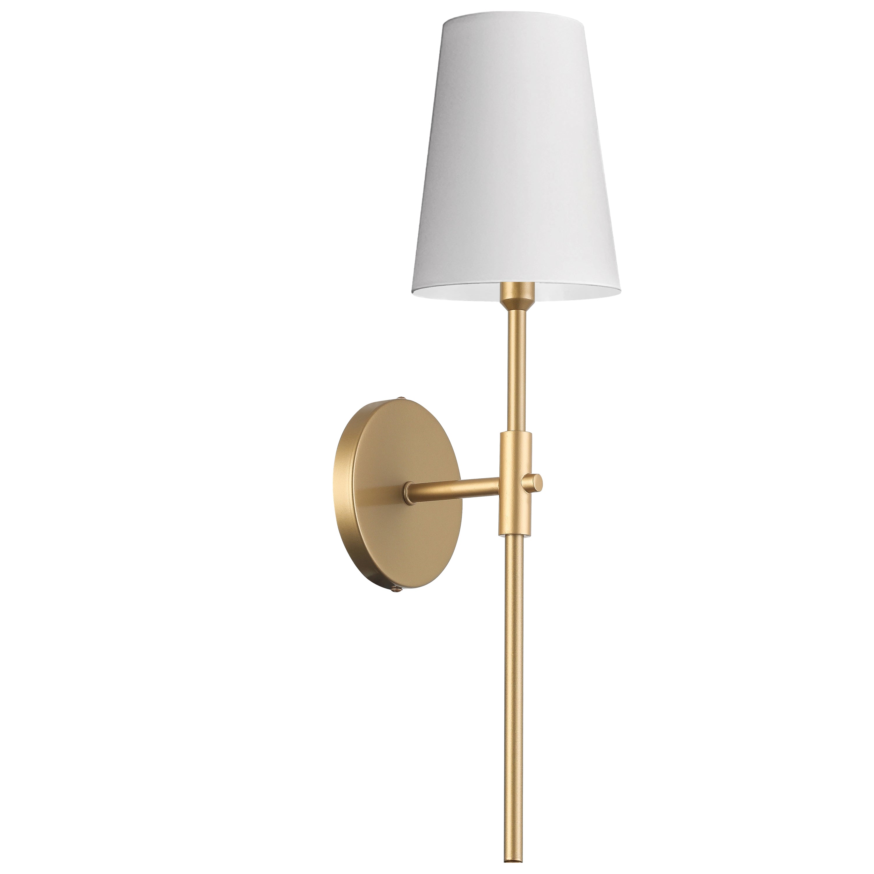 Dainolite CIN-211W-AGB-790 1 Light Incandescent Wall Satin Chrome Aged Brass with White Shade