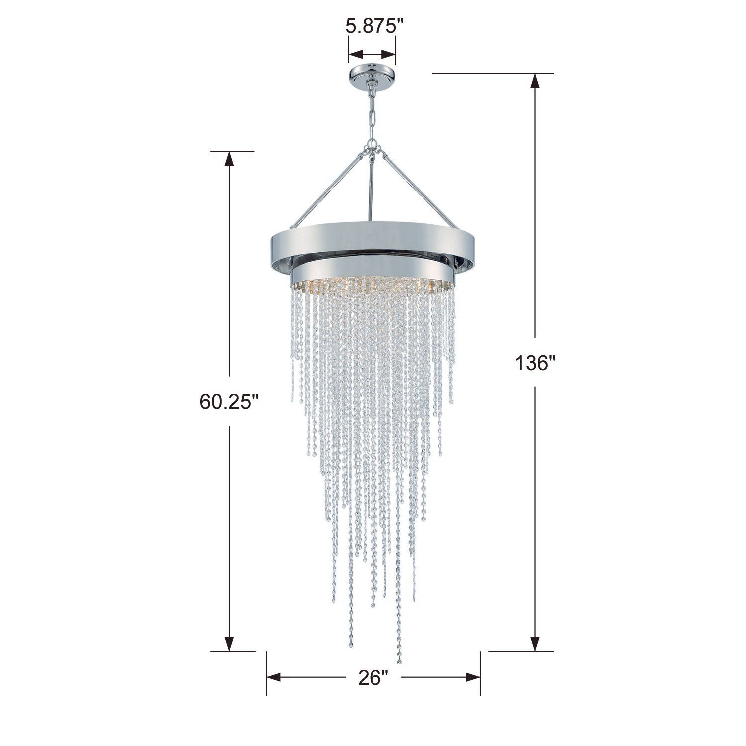 Crystorama Clarksen CLA-A3207-PN-CL-MWP – 26 Inch – 6 Light – Chandelier – Polished Nickel – Dry Rated