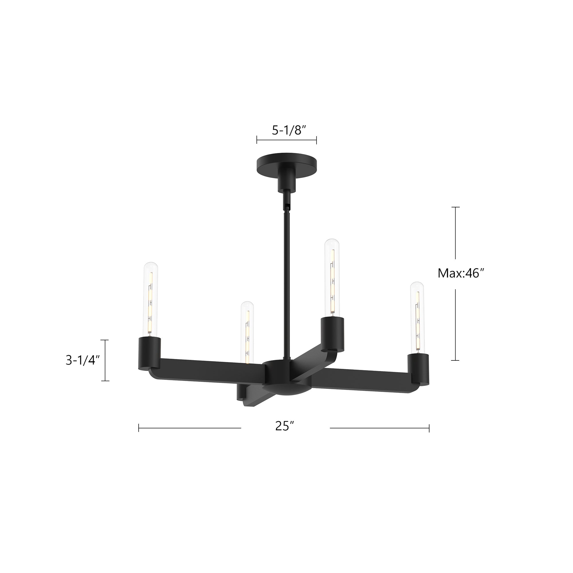 Claire 25-in Matte Black 4 Lights Chandeliers