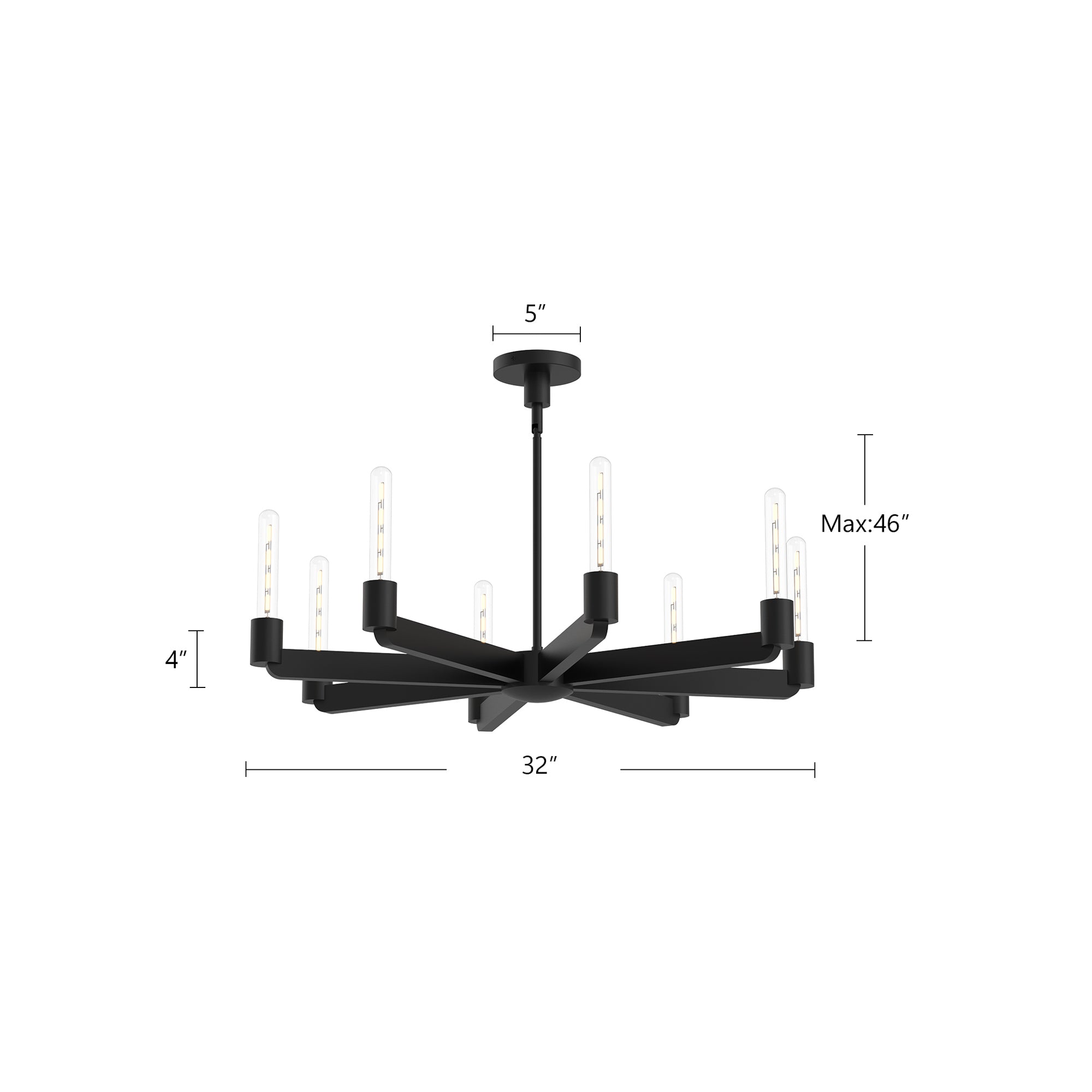 Claire 32-in Matte Black 8 Lights Chandeliers