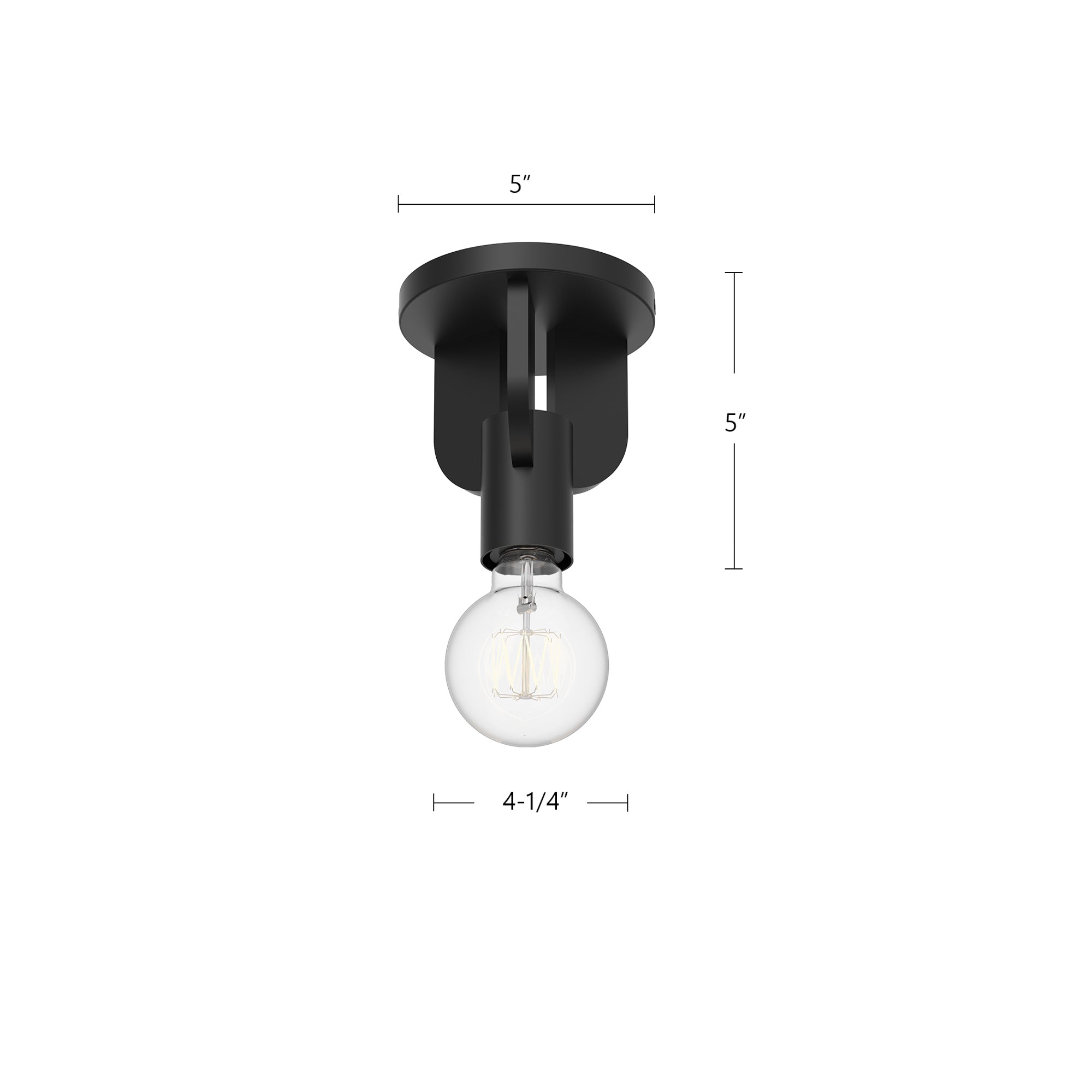 Claire 5-in Matte Black 1 Light Semi Flush Mount