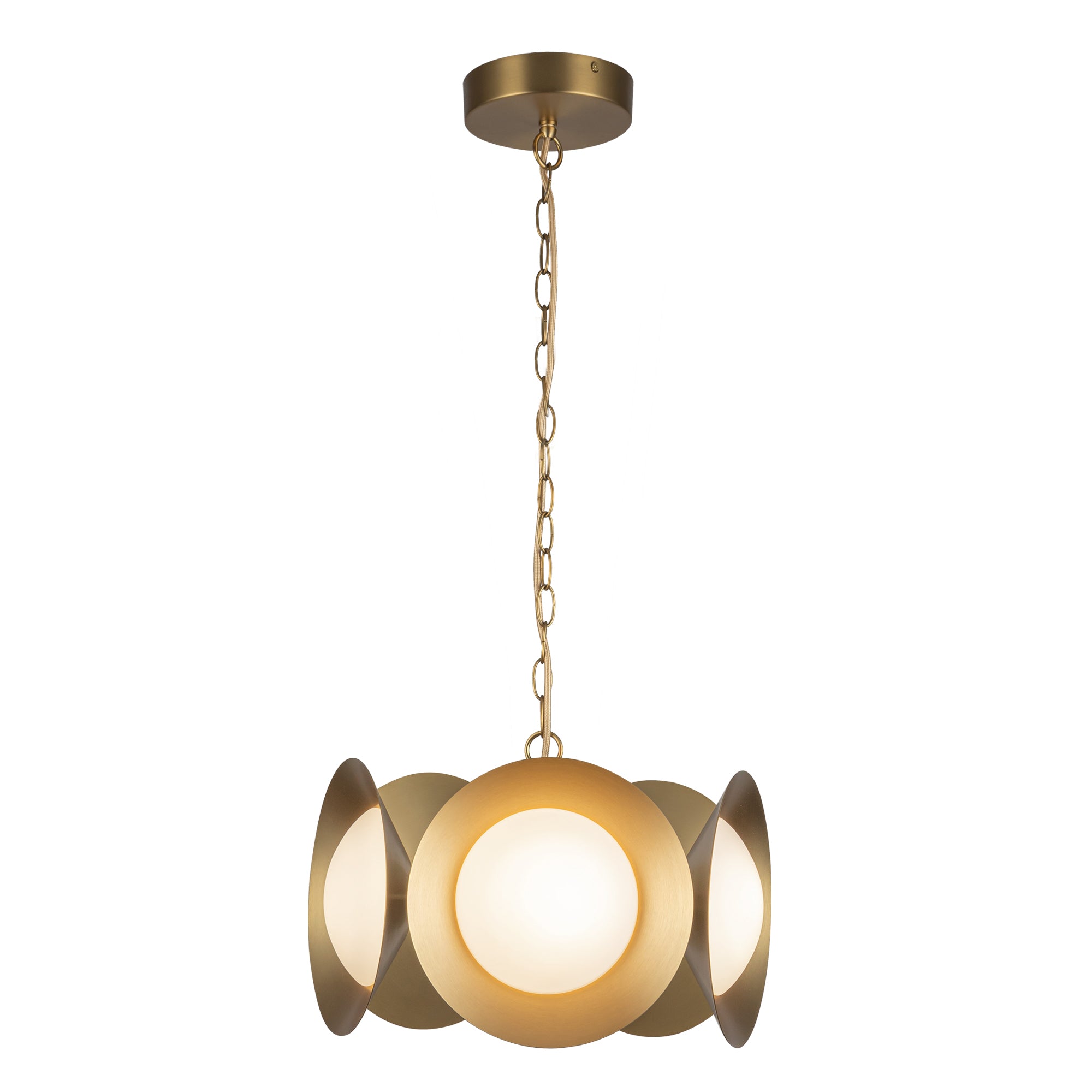 Cleo 16-in Brushed Gold/Opal Glass LED Chandelier