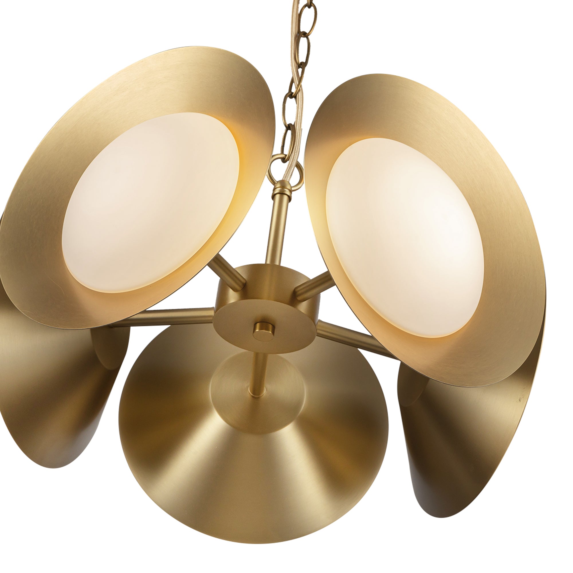 Cleo 16-in Brushed Gold/Opal Glass LED Chandelier