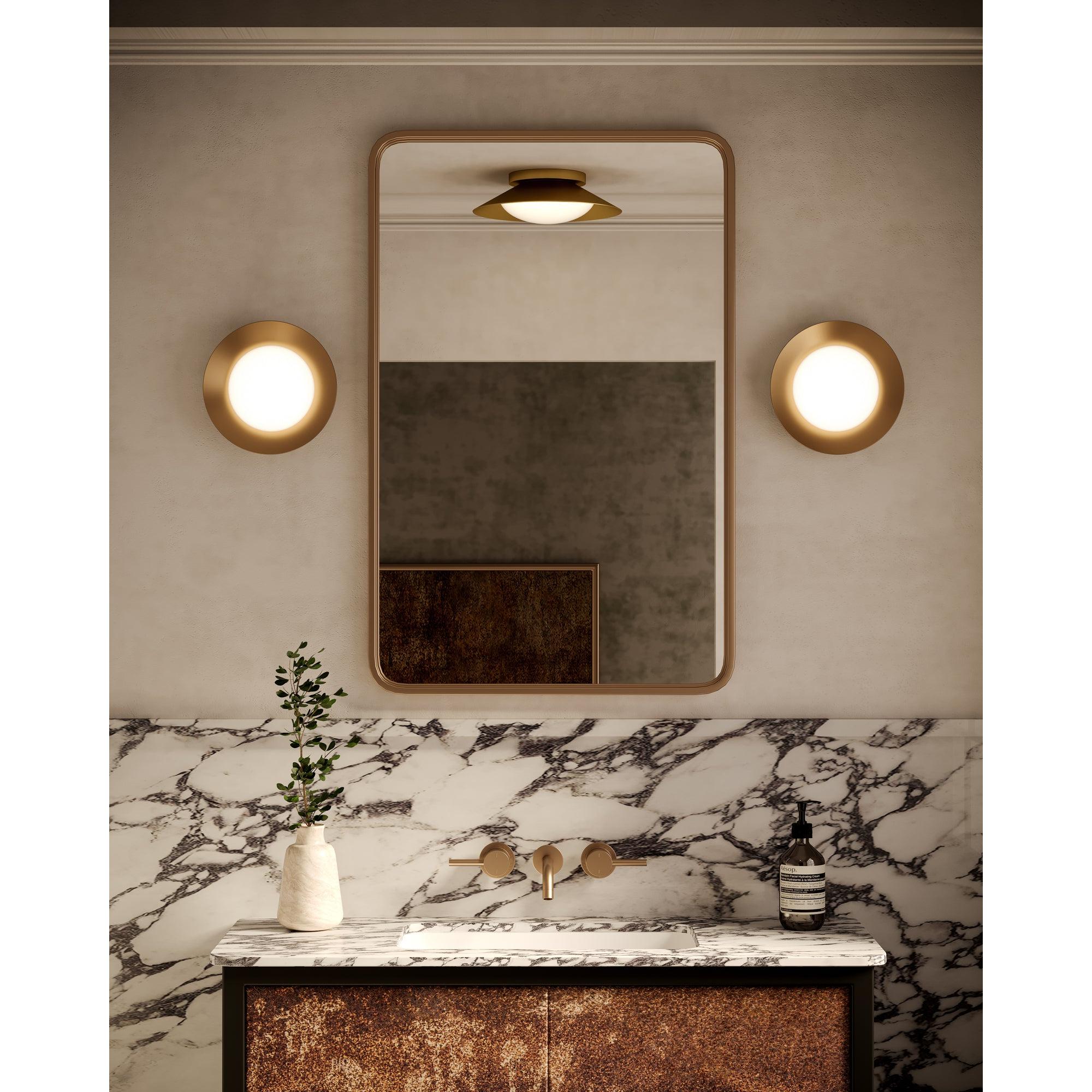 Cleo 9-in Brushed Gold/Opal Glass LED Wall Sconce
