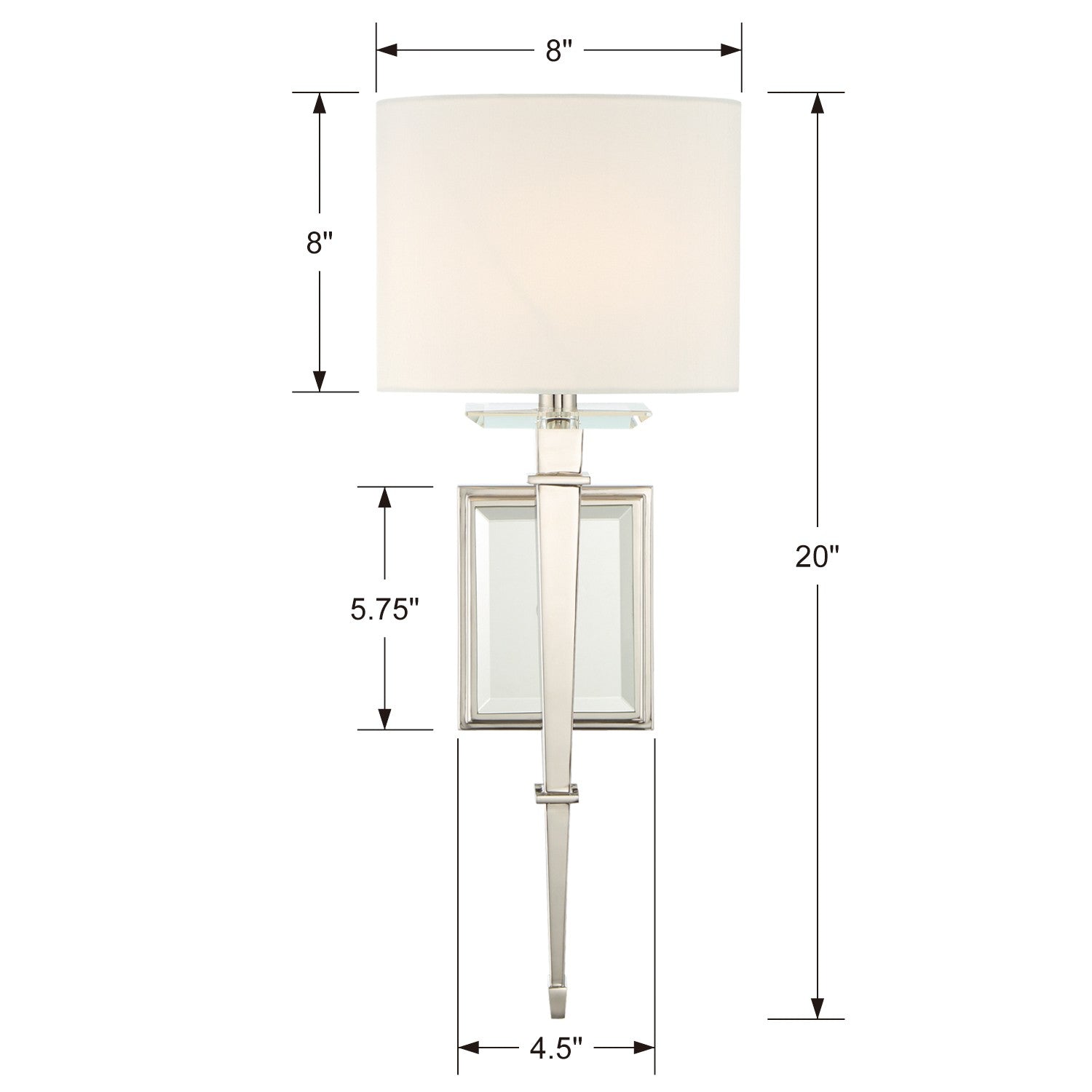 Crystorama Clifton CLI-231-PN – 8 Inch – 1 Light – Sconce – Polished Nickel – Damp Rated