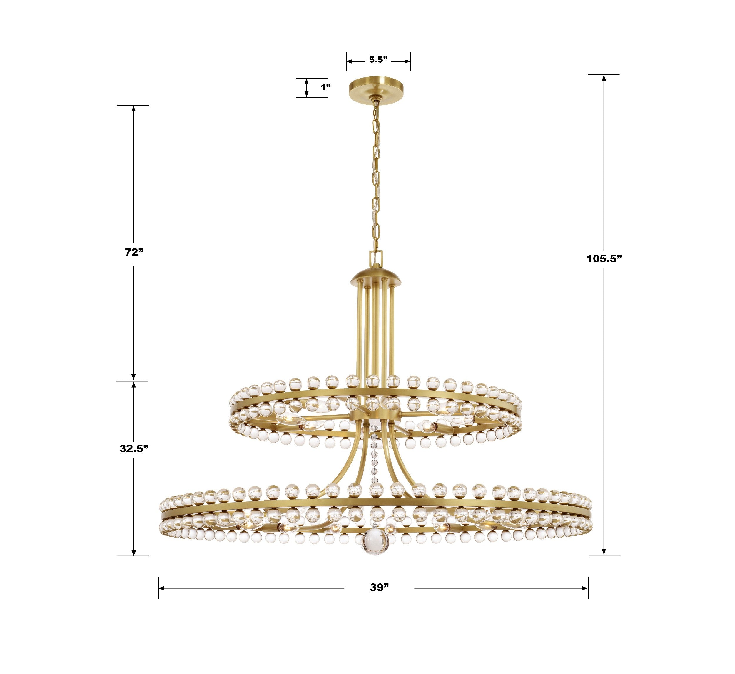 Crystorama Clover CLO-8890-AG – 39.25 Inch – 24 Light – Chandelier – Aged Brass – Dry Rated