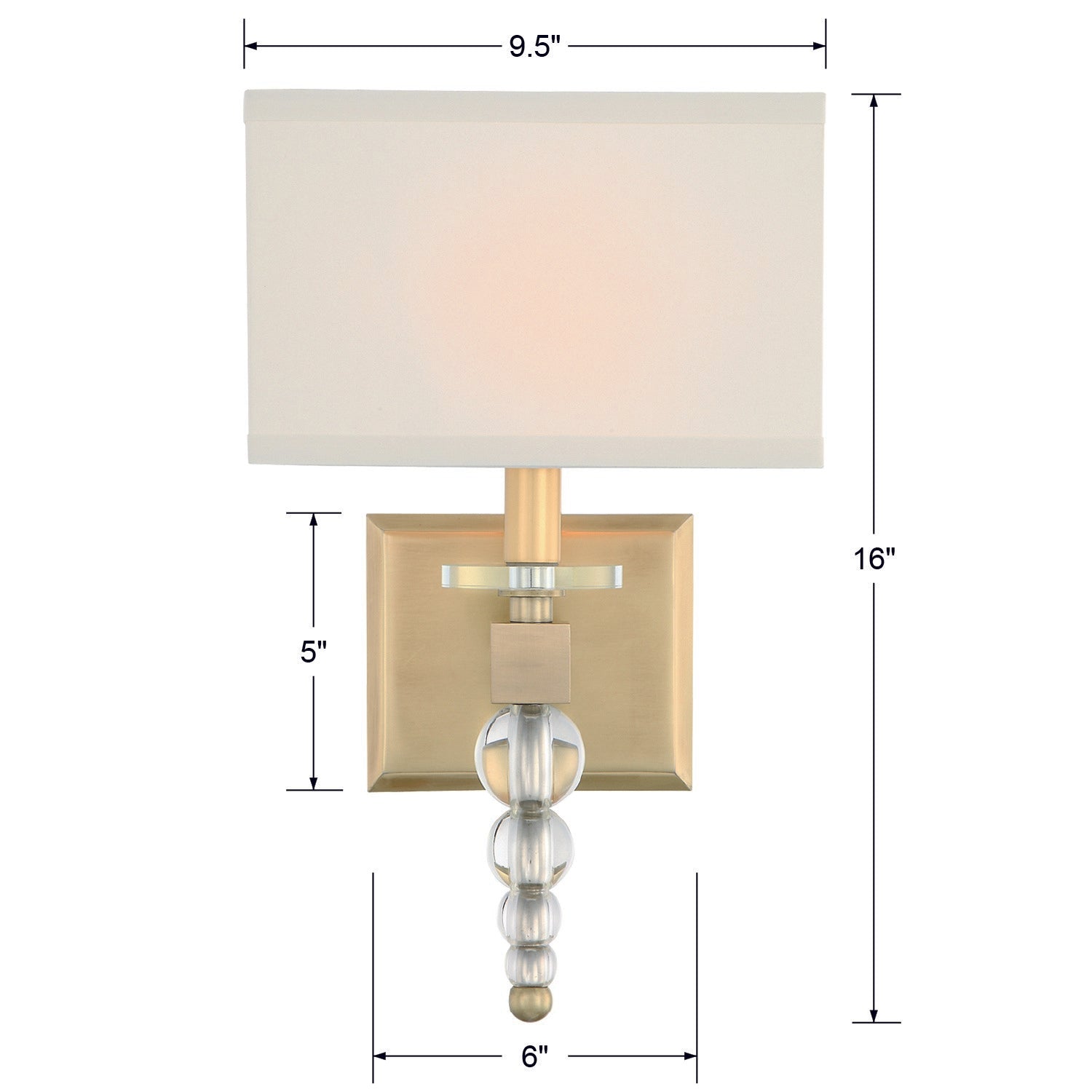 Crystorama Clover CLO-8892-AG – 9.5 Inch – 1 Light – Sconce – Aged Brass – Dry Rated