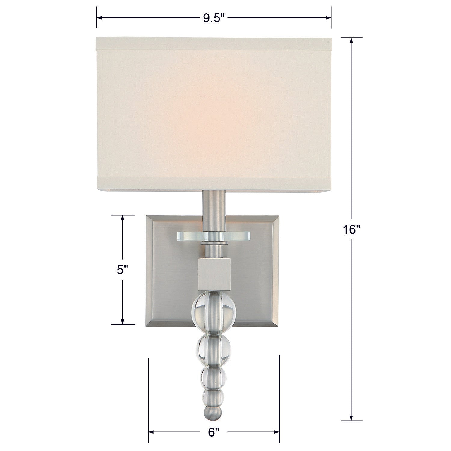 Crystorama Clover CLO-8892-BN – 9.5 Inch – 1 Light – Sconce – Brushed Nickel – Dry Rated