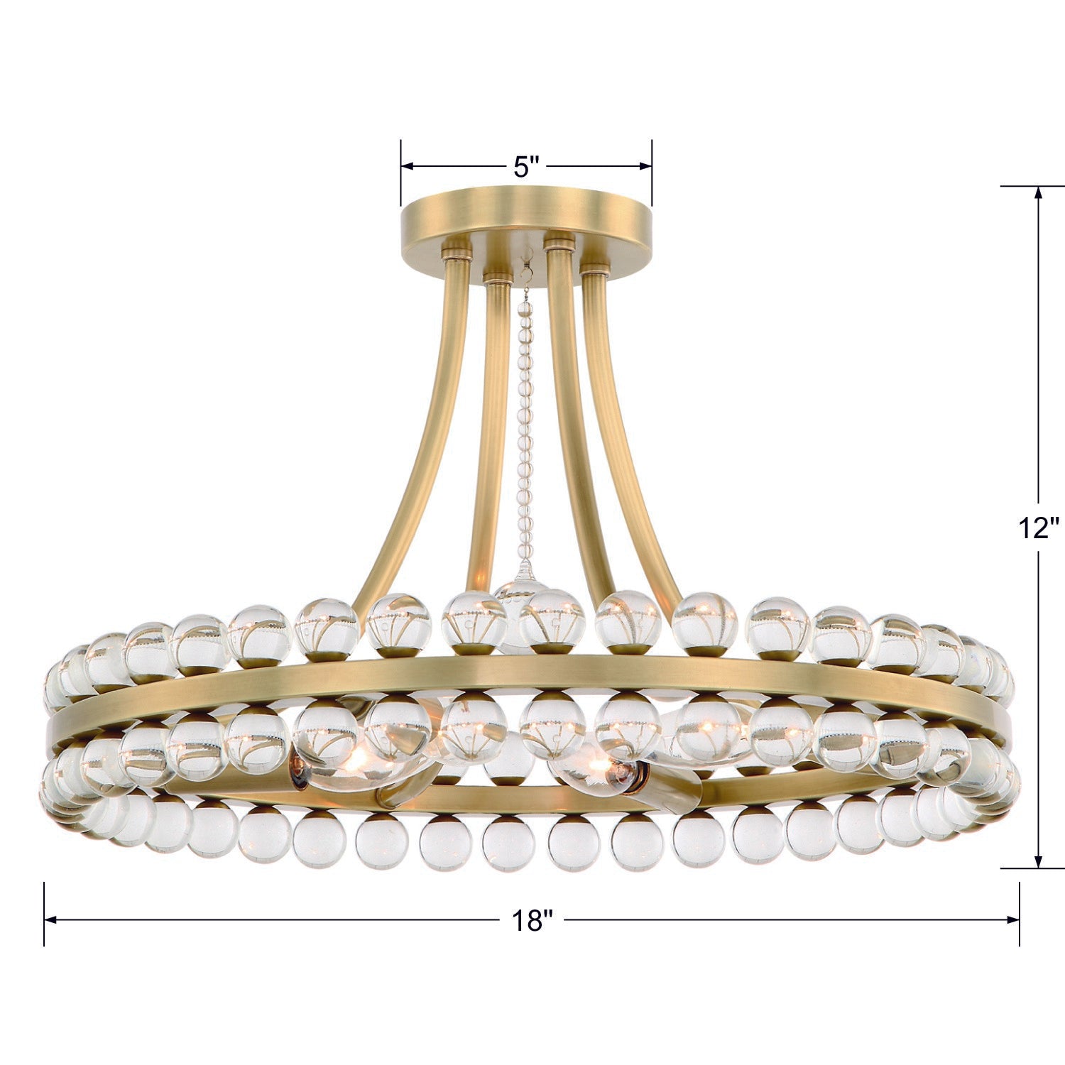 Crystorama Clover CLO-8894-AG – 18.25 Inch – 4 Light – Semi Flush Mount Light – Aged Brass – Dry Rated