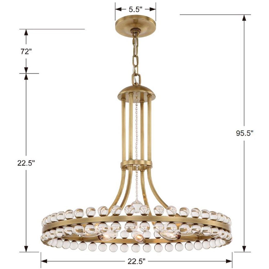 Crystorama Clover CLO-8898-AG – 22.5 Inch – 8 Light – Chandelier – Aged Brass – Dry Rated