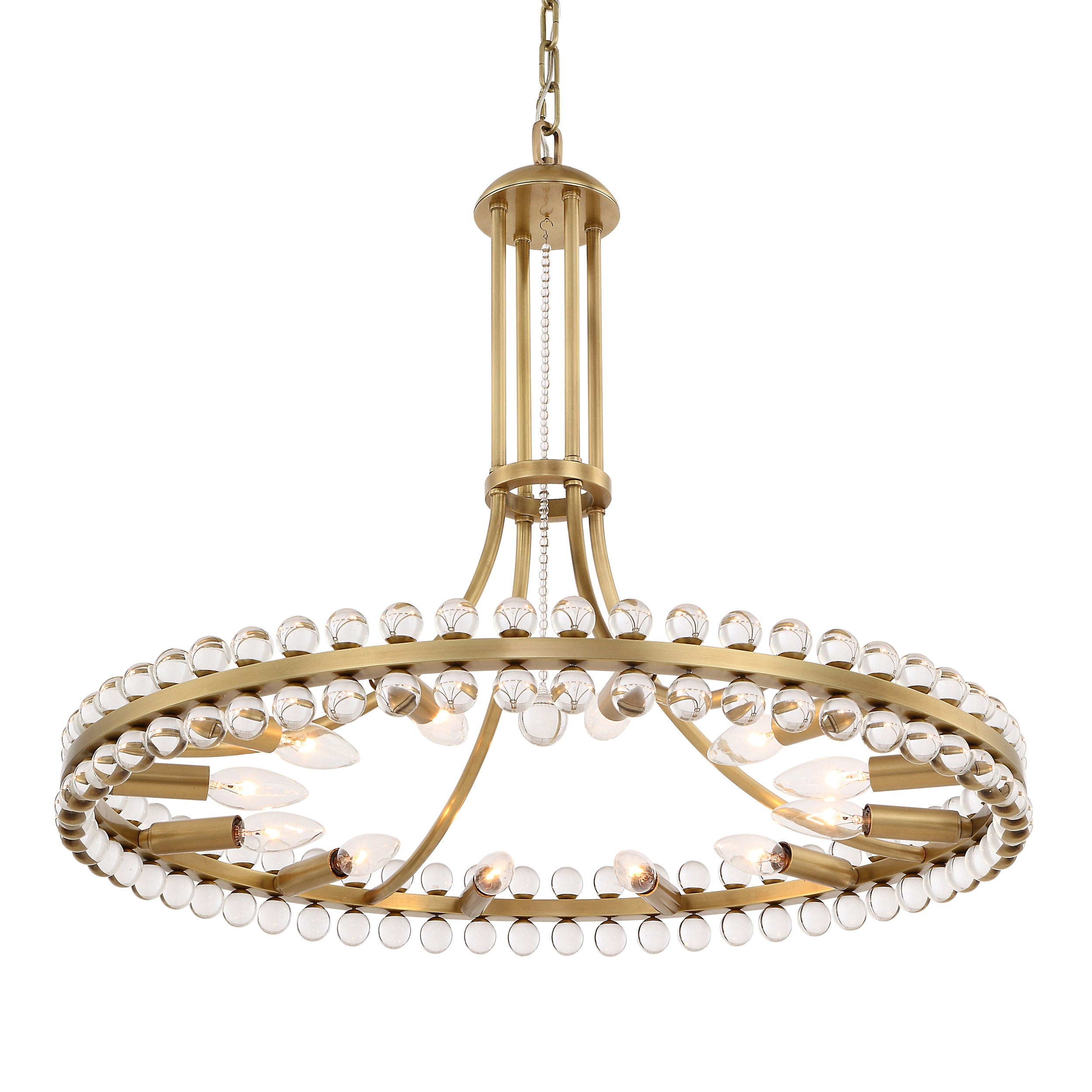 Crystorama Clover CLO-8899-AG – 28.75 Inch – 12 Light – Chandelier – Aged Brass – Dry Rated
