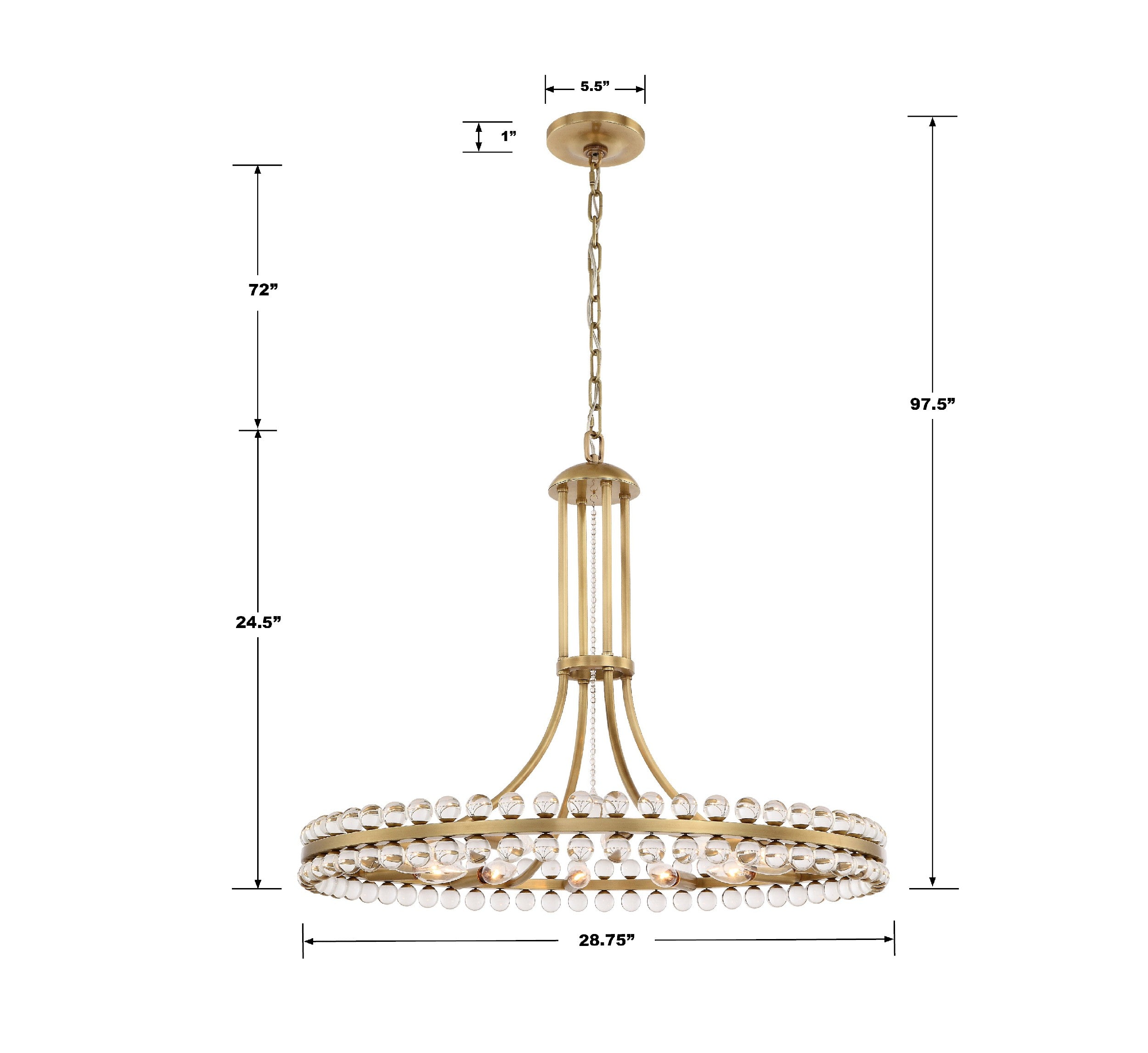 Crystorama Clover CLO-8899-AG – 28.75 Inch – 12 Light – Chandelier – Aged Brass – Dry Rated