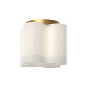Clover LED Flush Mount Ceiling Light Fixture - 9-in - Brushed Gold/Opal Glass