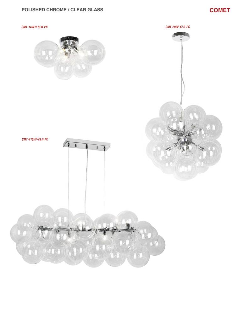 Dainolite COMET CMT-206P-CLR-PC Pendant Contemporary - Polished Chrome