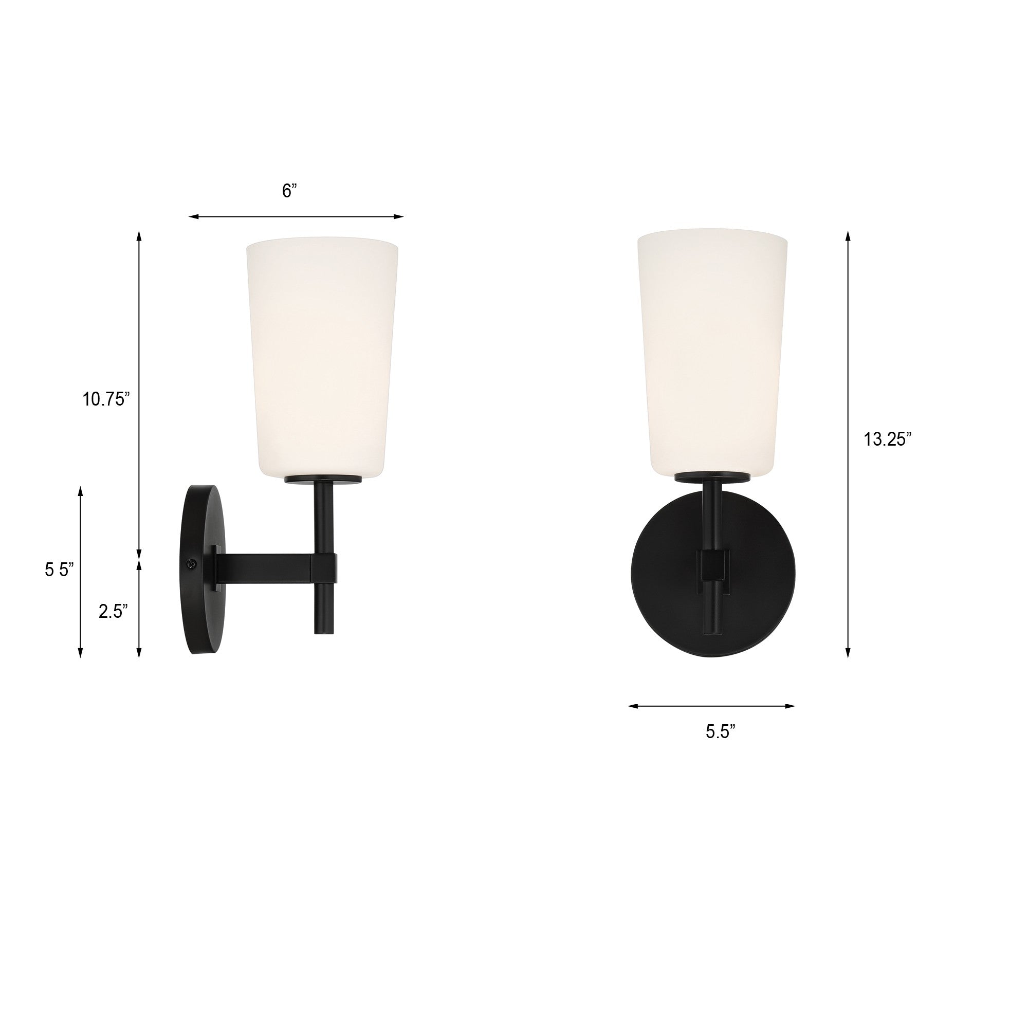 Crystorama Colton COL-101-BK – 5.5 Inch – 1 Light – Sconce – Black – Damp Rated
