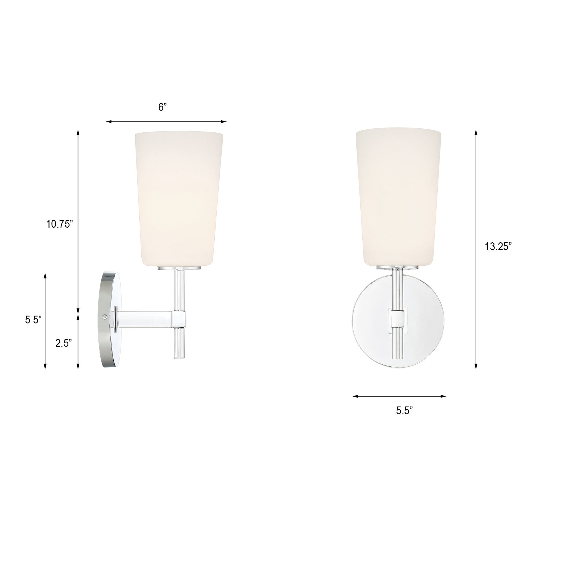 Crystorama Colton COL-101-CH – 5.5 Inch – 1 Light – Sconce – Polished Chrome – Damp Rated