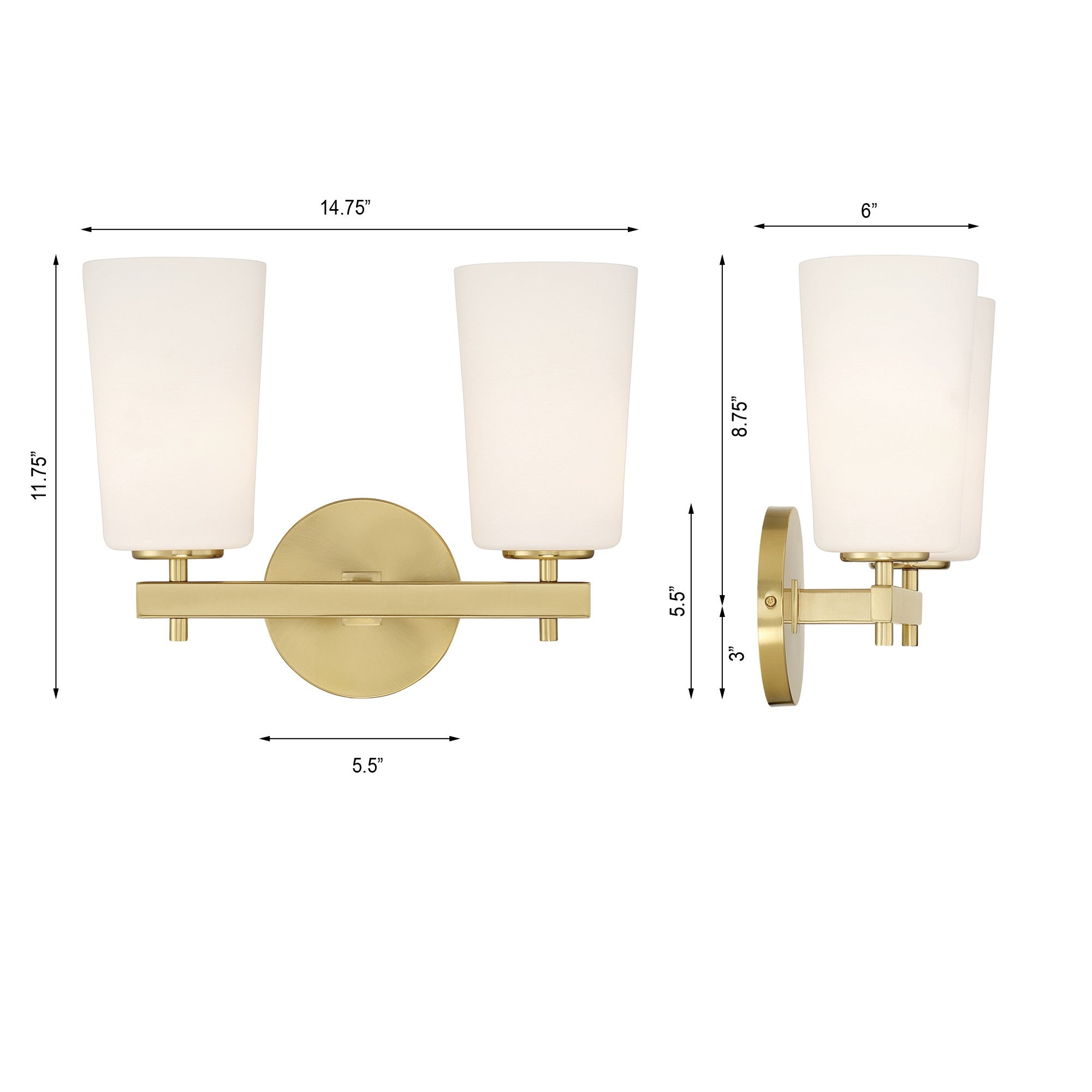 Crystorama Colton COL-102-AG – 14.75 Inch – 2 Light – Sconce – Aged Brass – Damp Rated