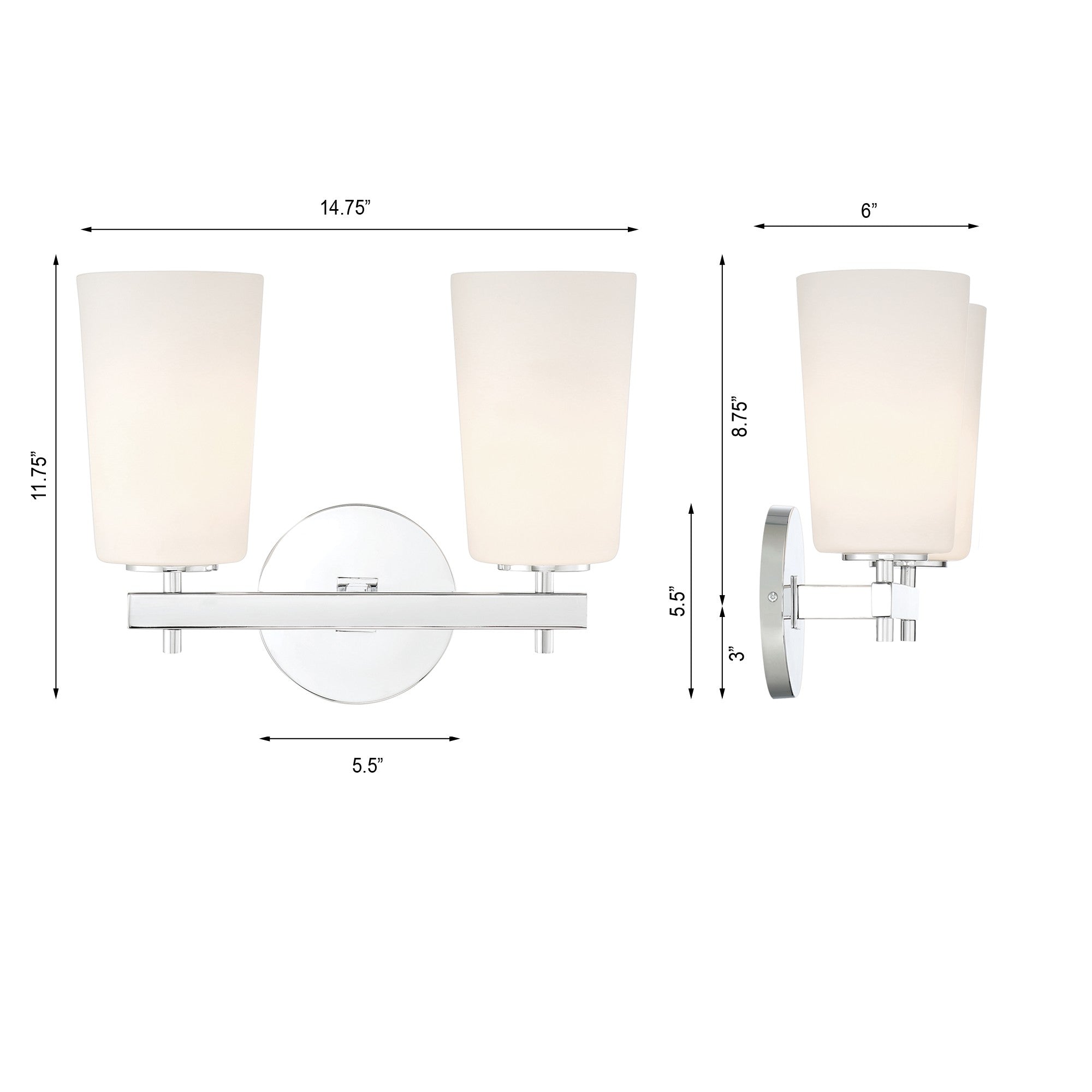 Crystorama Colton COL-102-CH – 14.75 Inch – 2 Light – Sconce – Polished Chrome – Damp Rated