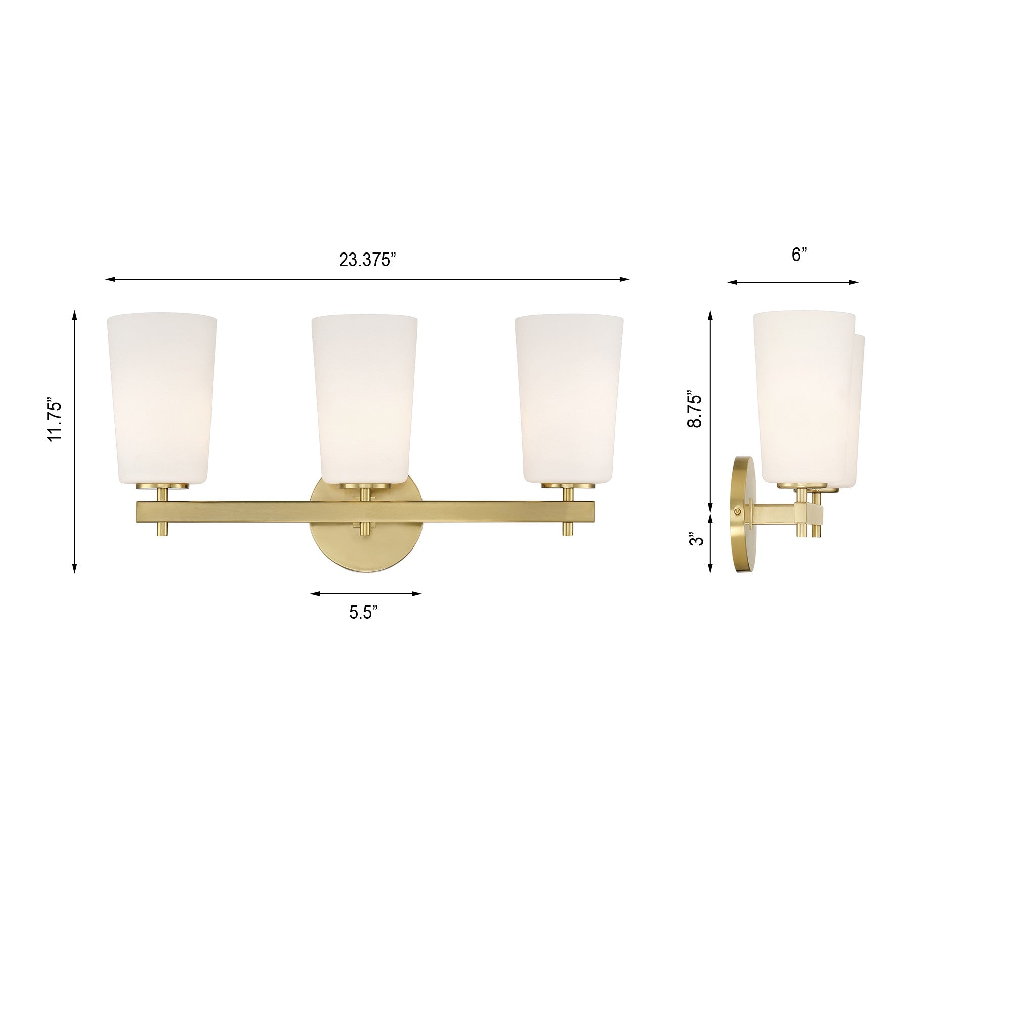 Crystorama Colton COL-103-AG – 23.25 Inch – 3 Light – Bath Vanity Light – Aged Brass – Damp Rated