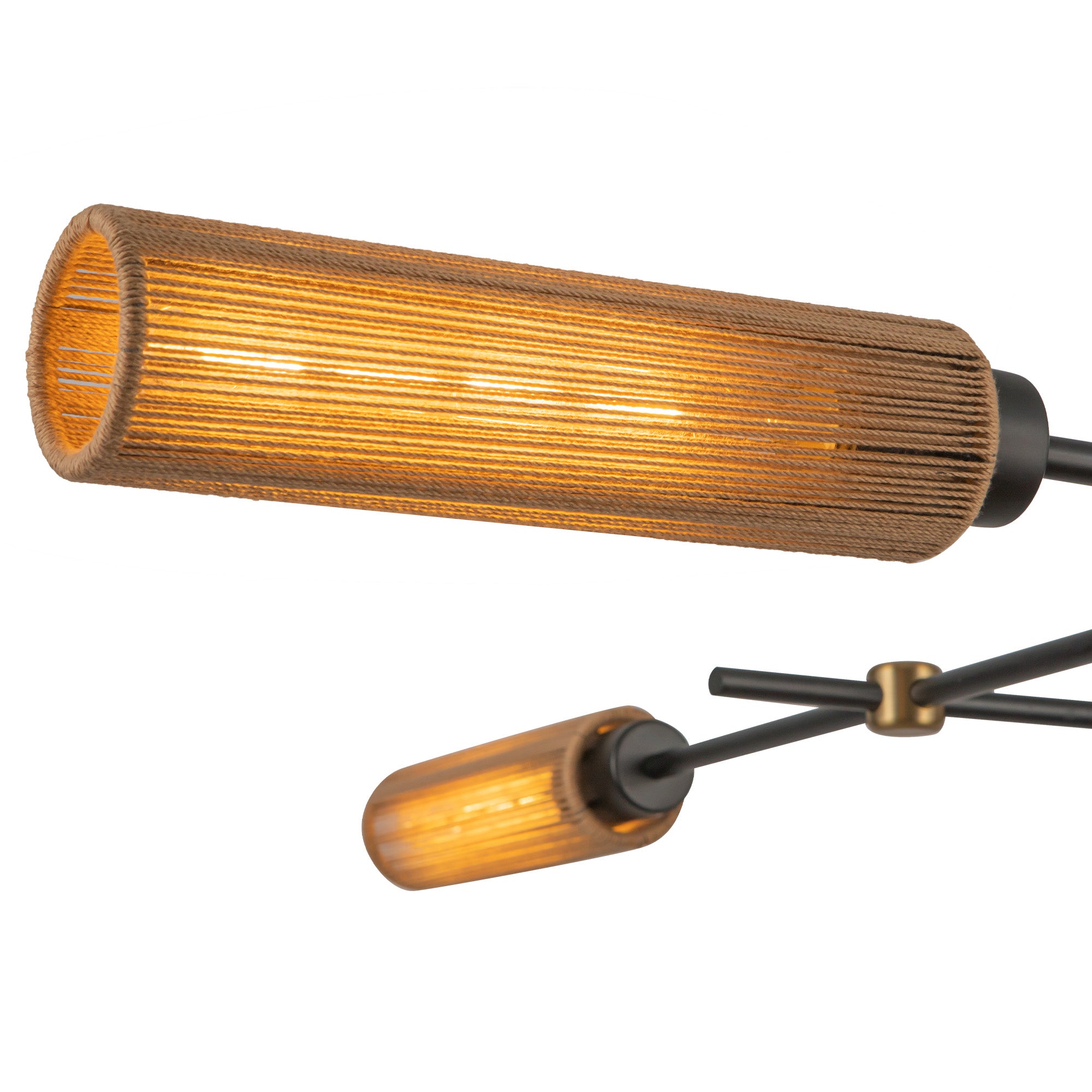 Colby 52-in Matte Black/Tan Jute Socket Linear Pendant