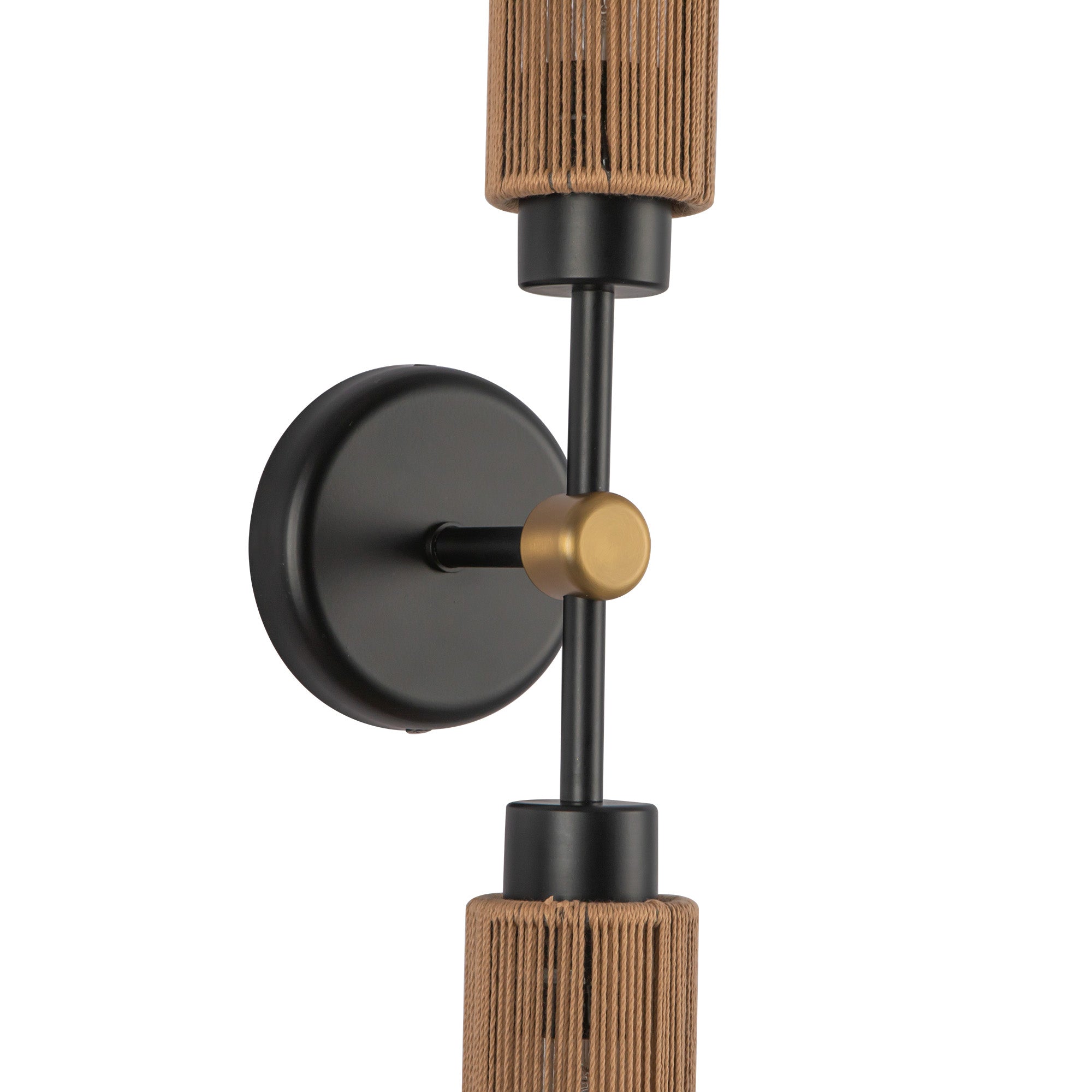 Colby 23-in Matte Black/Tan Jute Socket Wall/Vanity Light