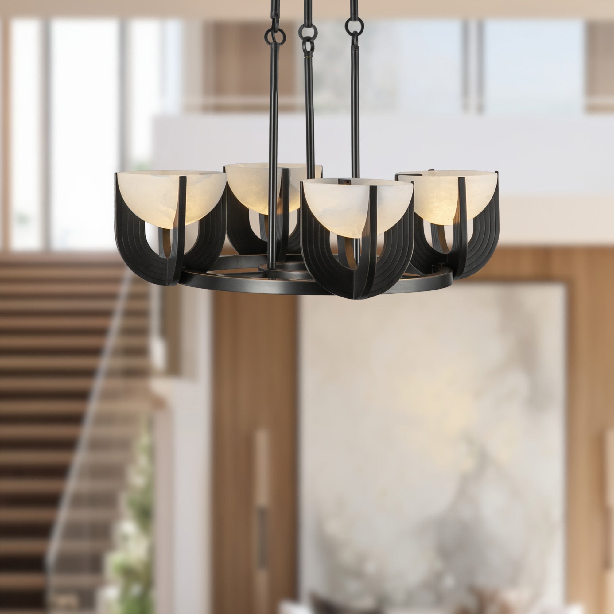 Colette 22-in Urban Bronze/Alabaster LED Chandelier