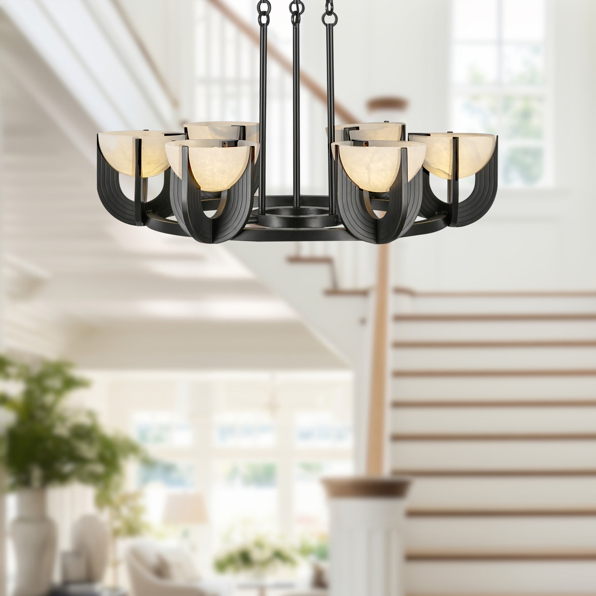 Colette 27-in Urban Bronze/Alabaster LED Chandelier