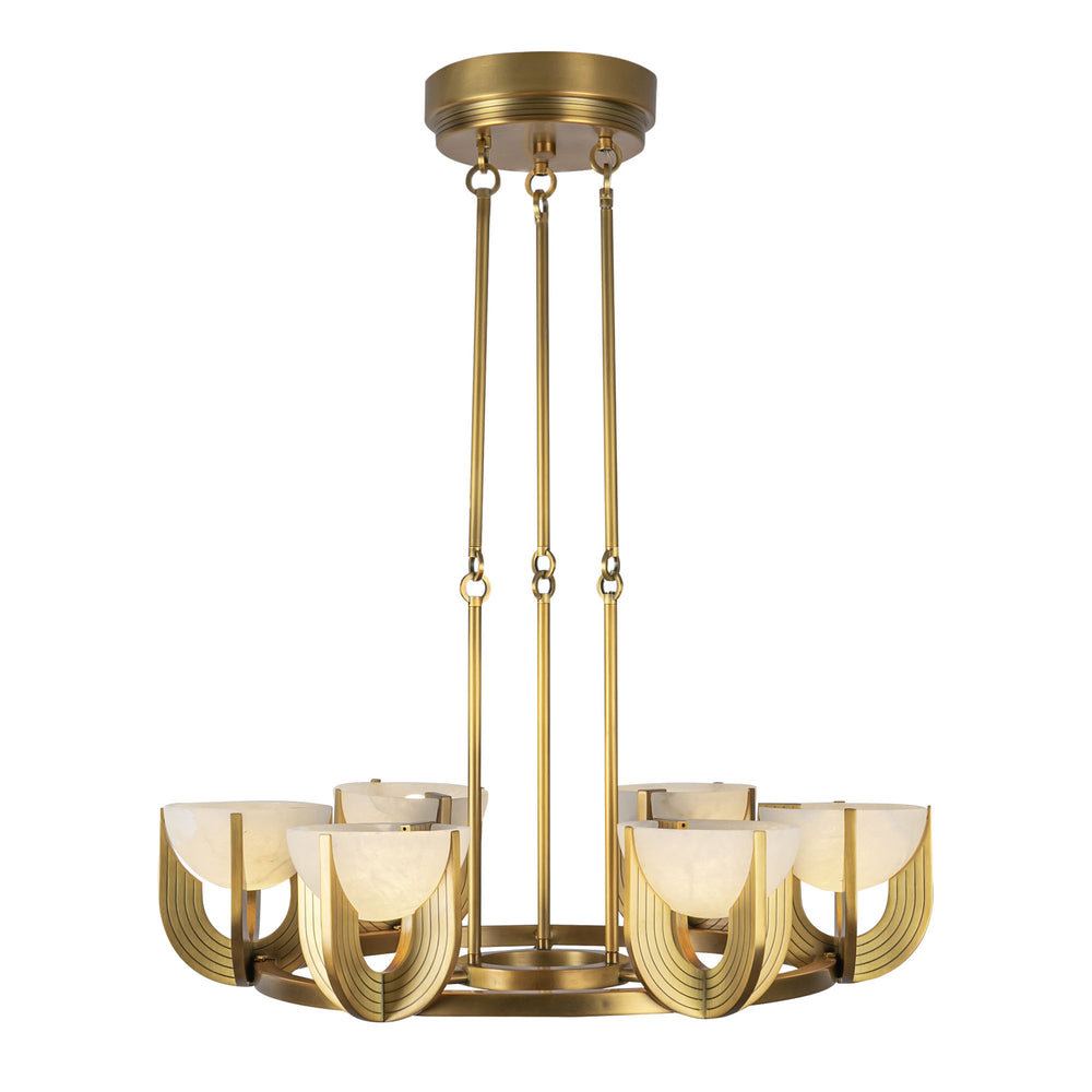 ALORA Lighting Colette CH362627VBAR-UNV Chandelier, Vintage Brass/Alabaster