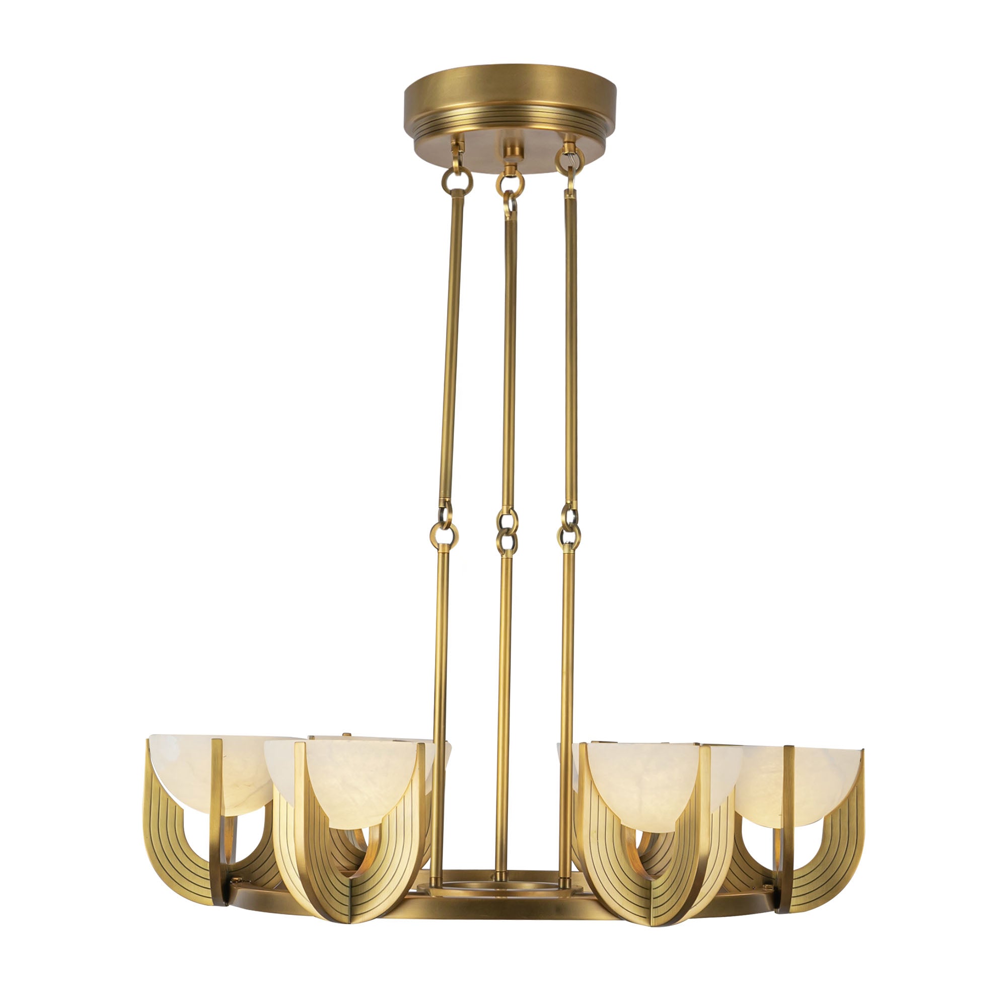 Colette 27-in Vintage Brass/Alabaster LED Chandelier