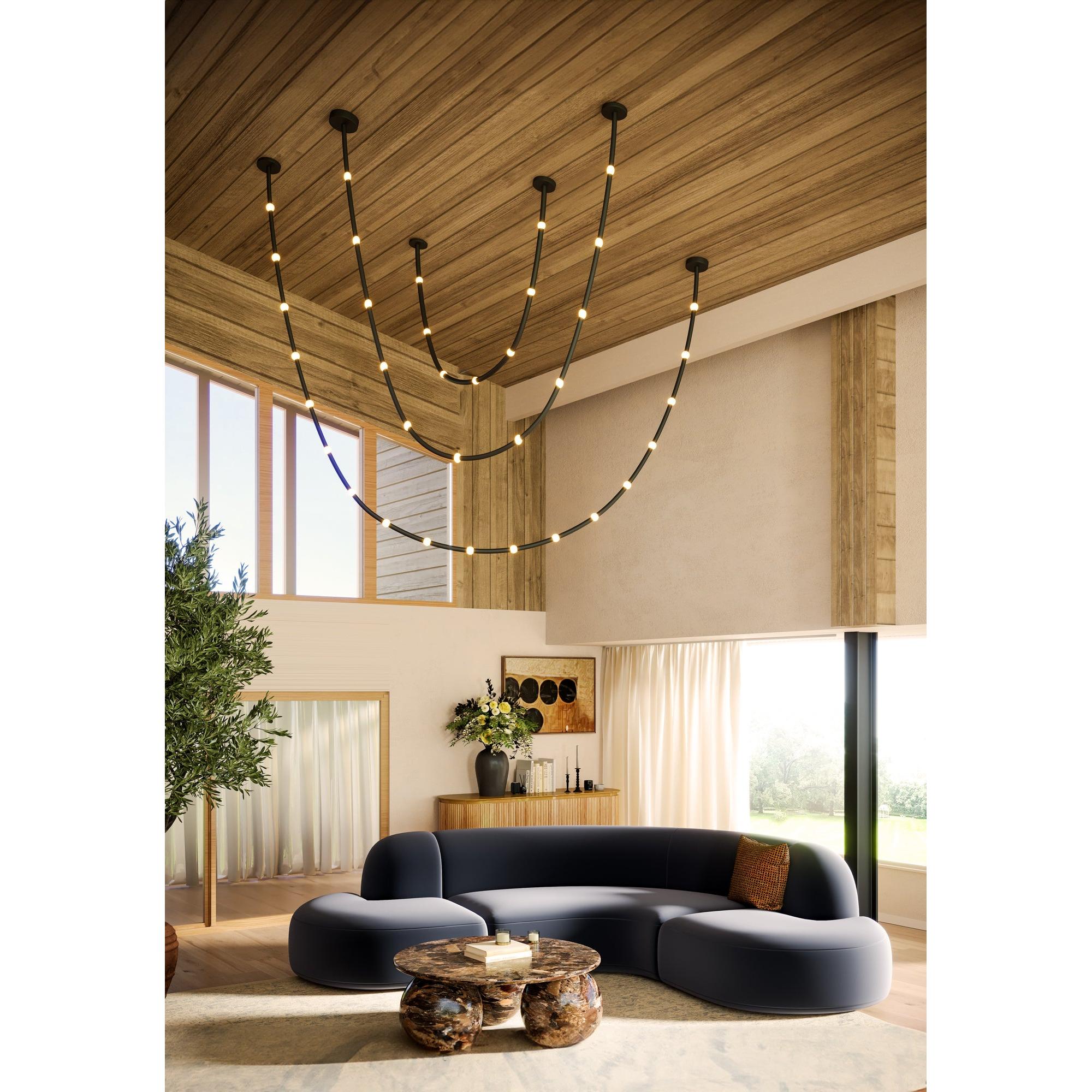 Corda 7-ft Black/Opal Glass LED Pendant