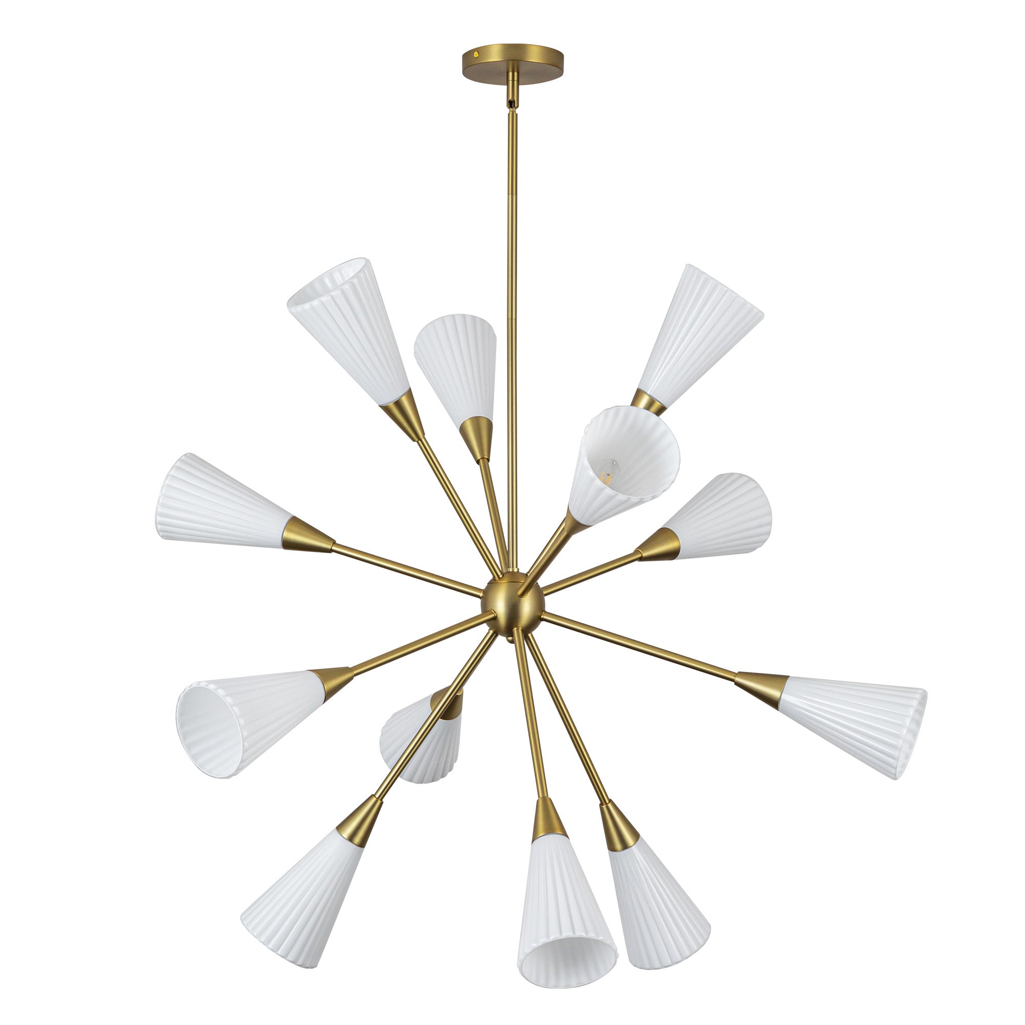 Cosmo 39-in Brushed Gold/Glossy Ribbed Opal Glass Socket Chandelier