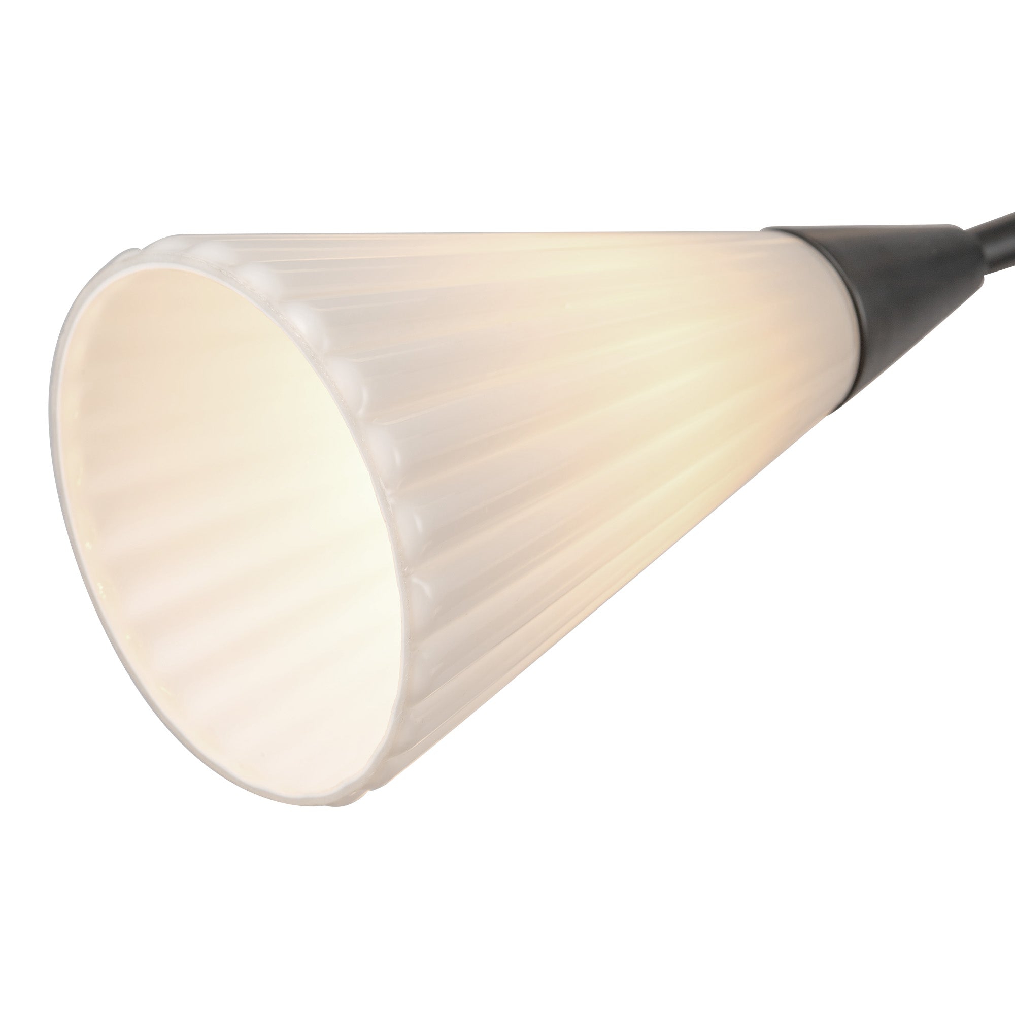 Cosmo 39-in Matte Black/Glossy Ribbed Opal Glass Socket Chandelier