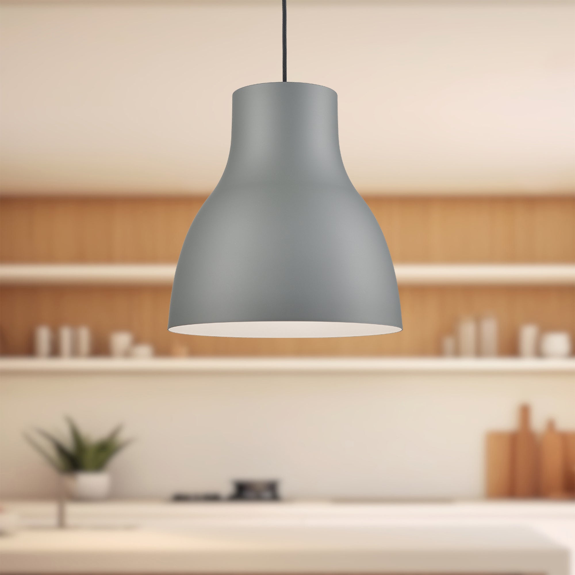 Cradle 16-in Gray 1 Light Pendant