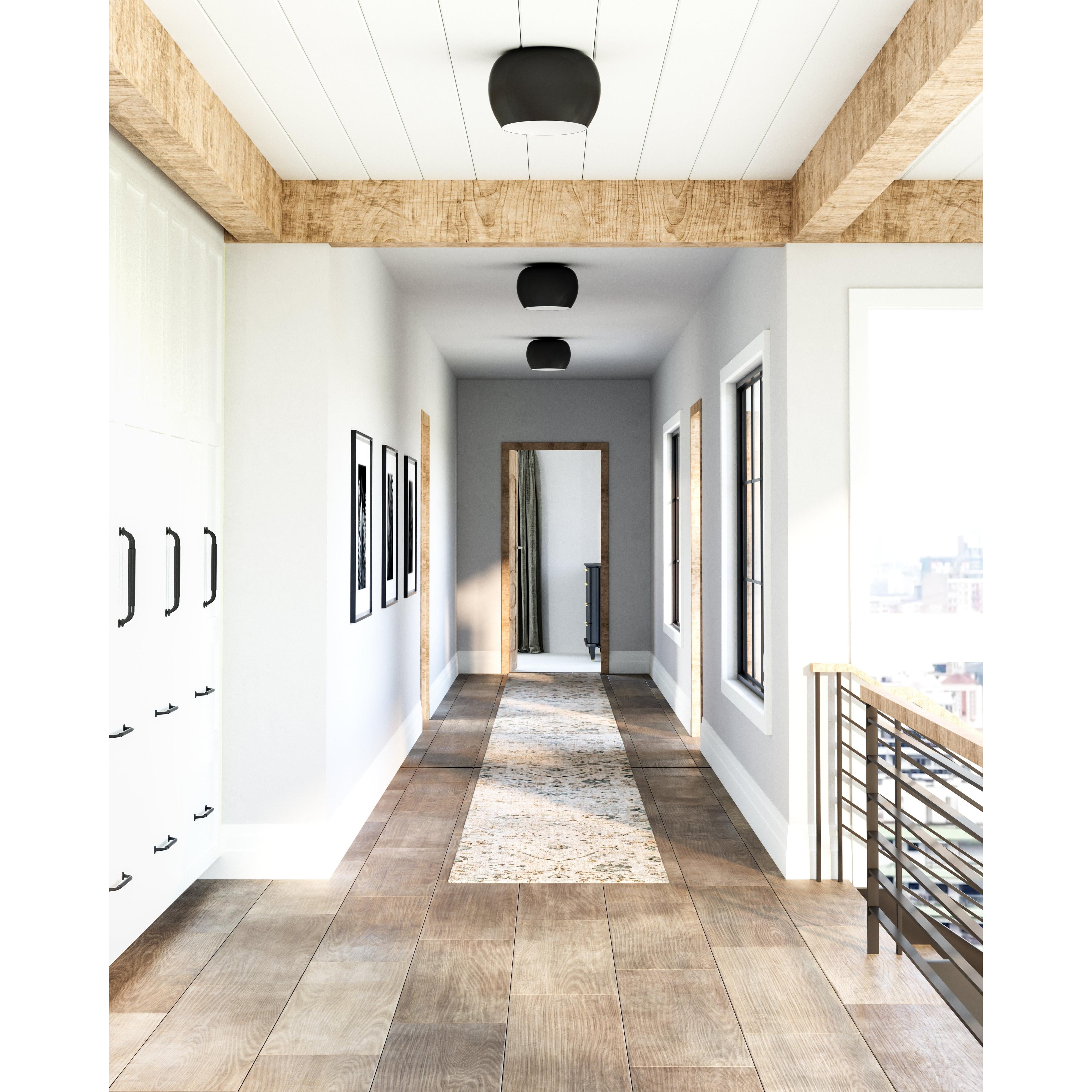 Croft 14-in Black/White LED Flush Mount