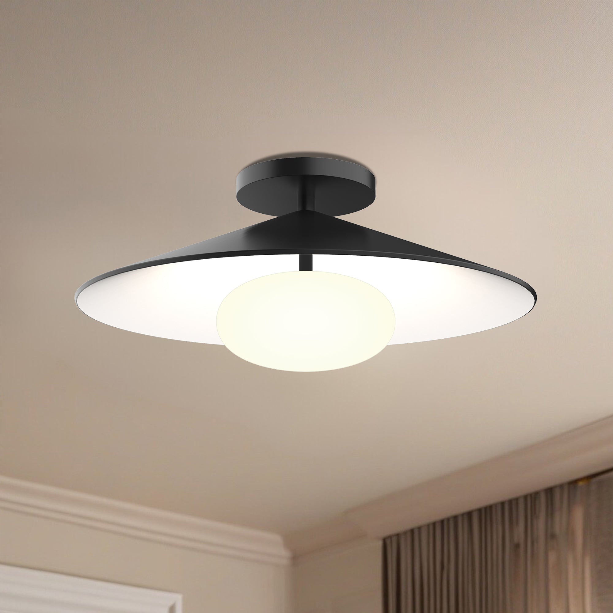 Cruz 15-in Metal - Black/White LED Flush Mount