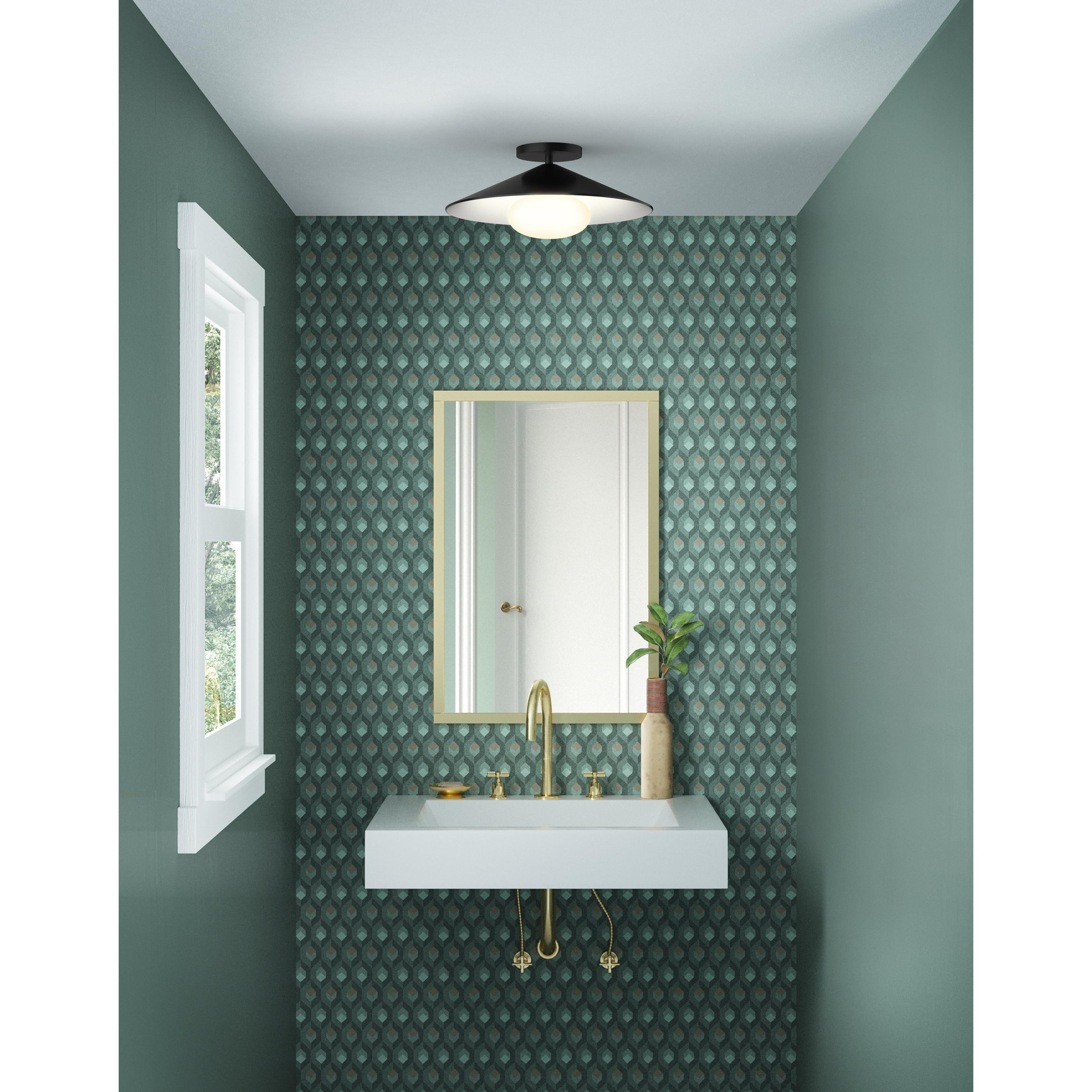 Cruz 15-in Metal - Black/White LED Flush Mount