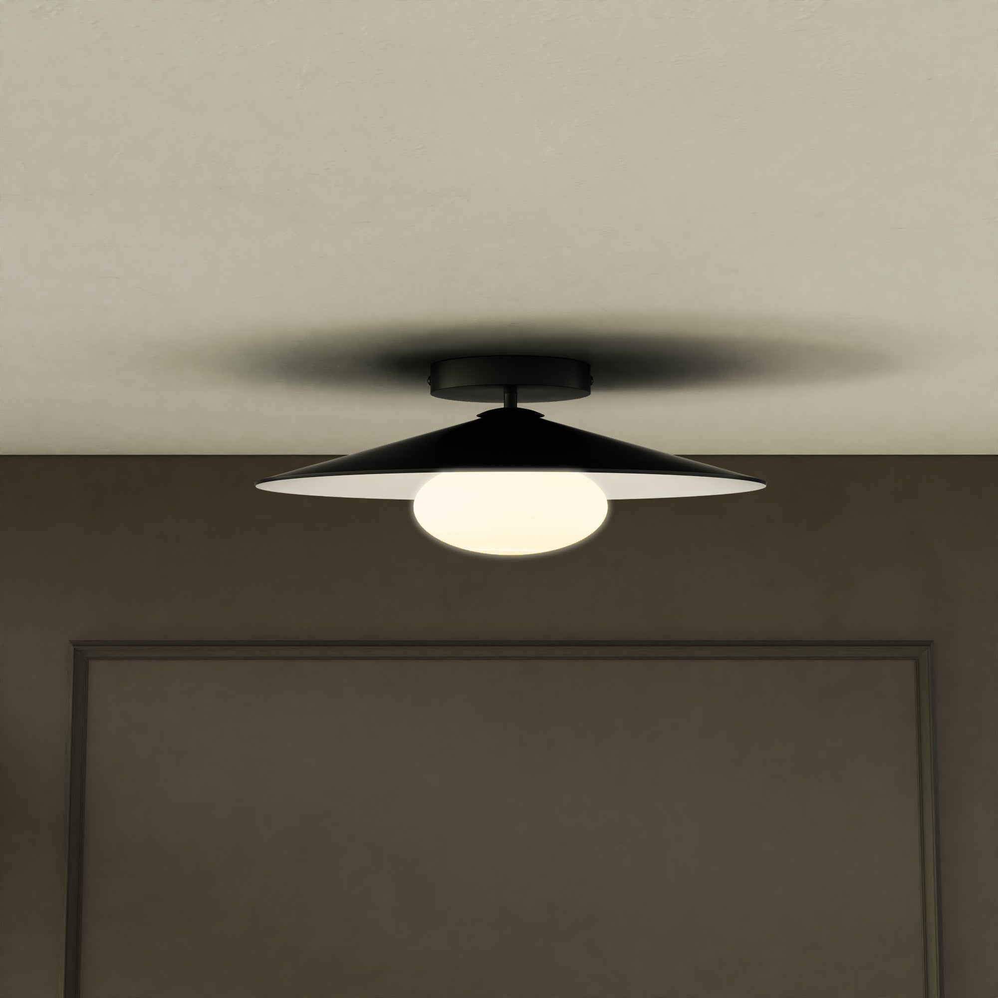 Cruz 15-in Metal - Black/White LED Flush Mount