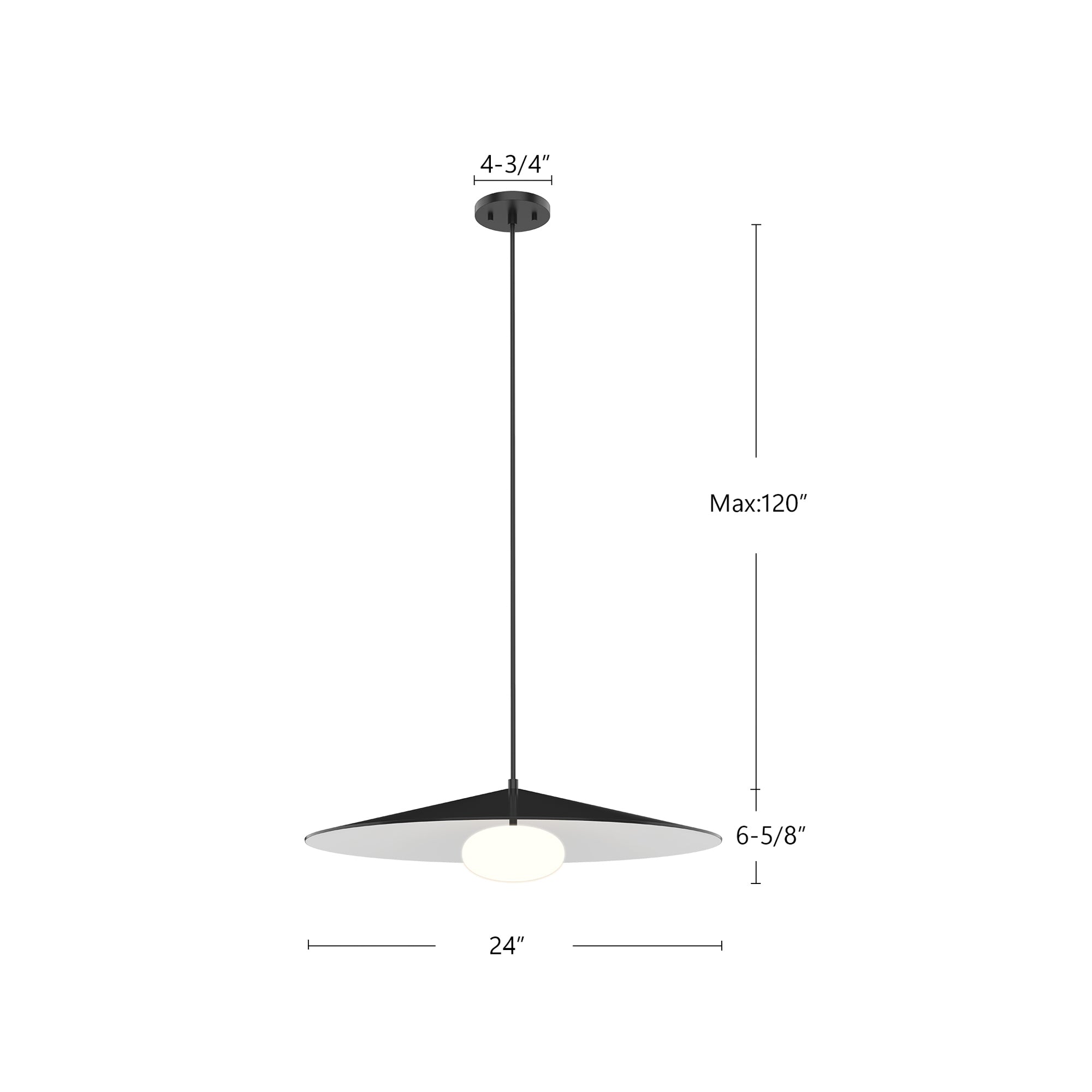 Cruz 24-in Metal - Black/White LED Pendant