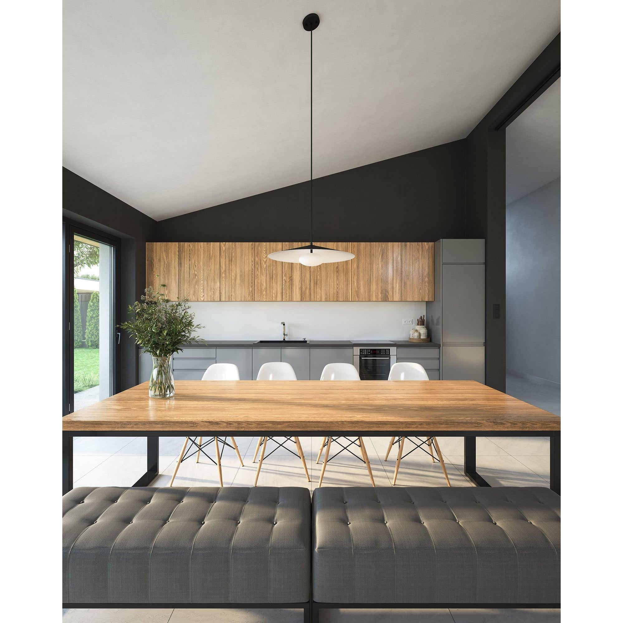 Cruz 24-in Metal - Black/White LED Pendant