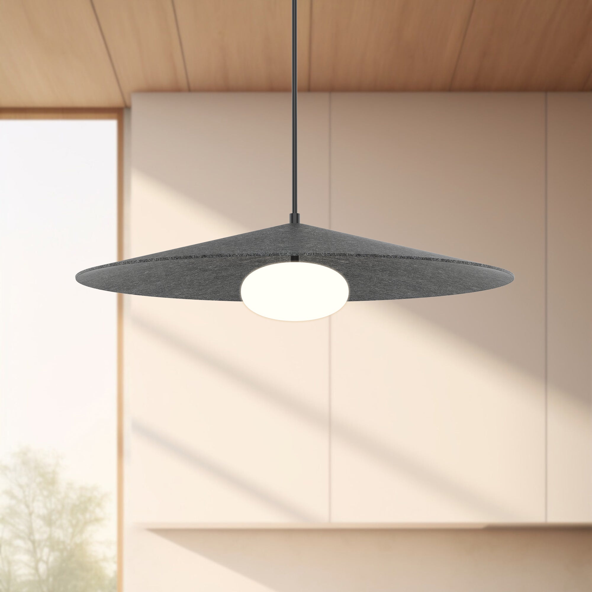 Cruz 24-in Felt - Gray LED Pendant