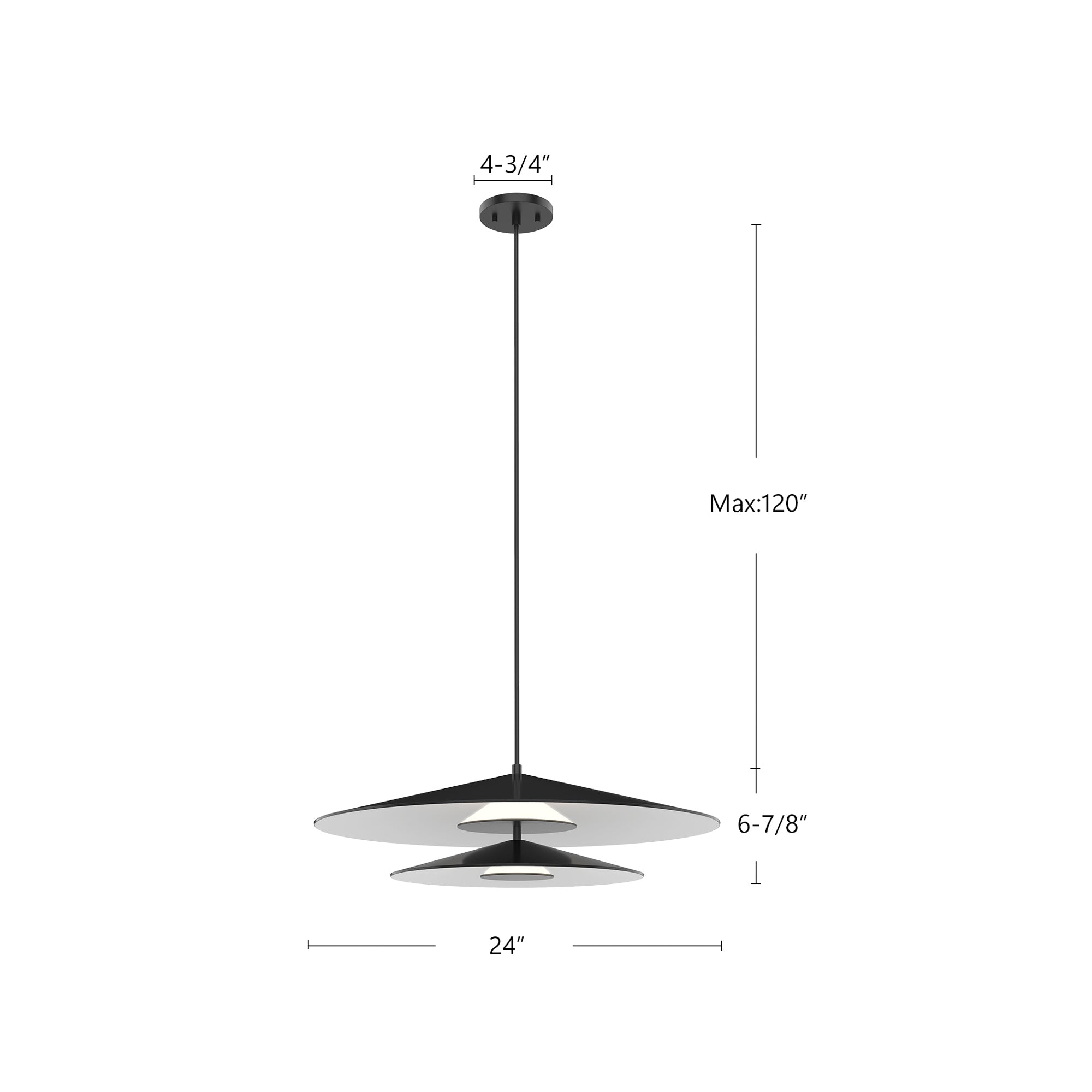Cruz 24-in Metal - Black/White LED Pendant