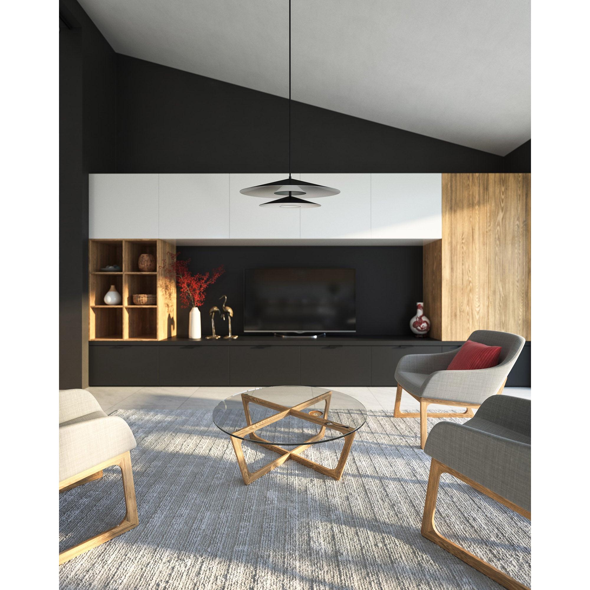 Cruz 24-in Metal - Black/White LED Pendant