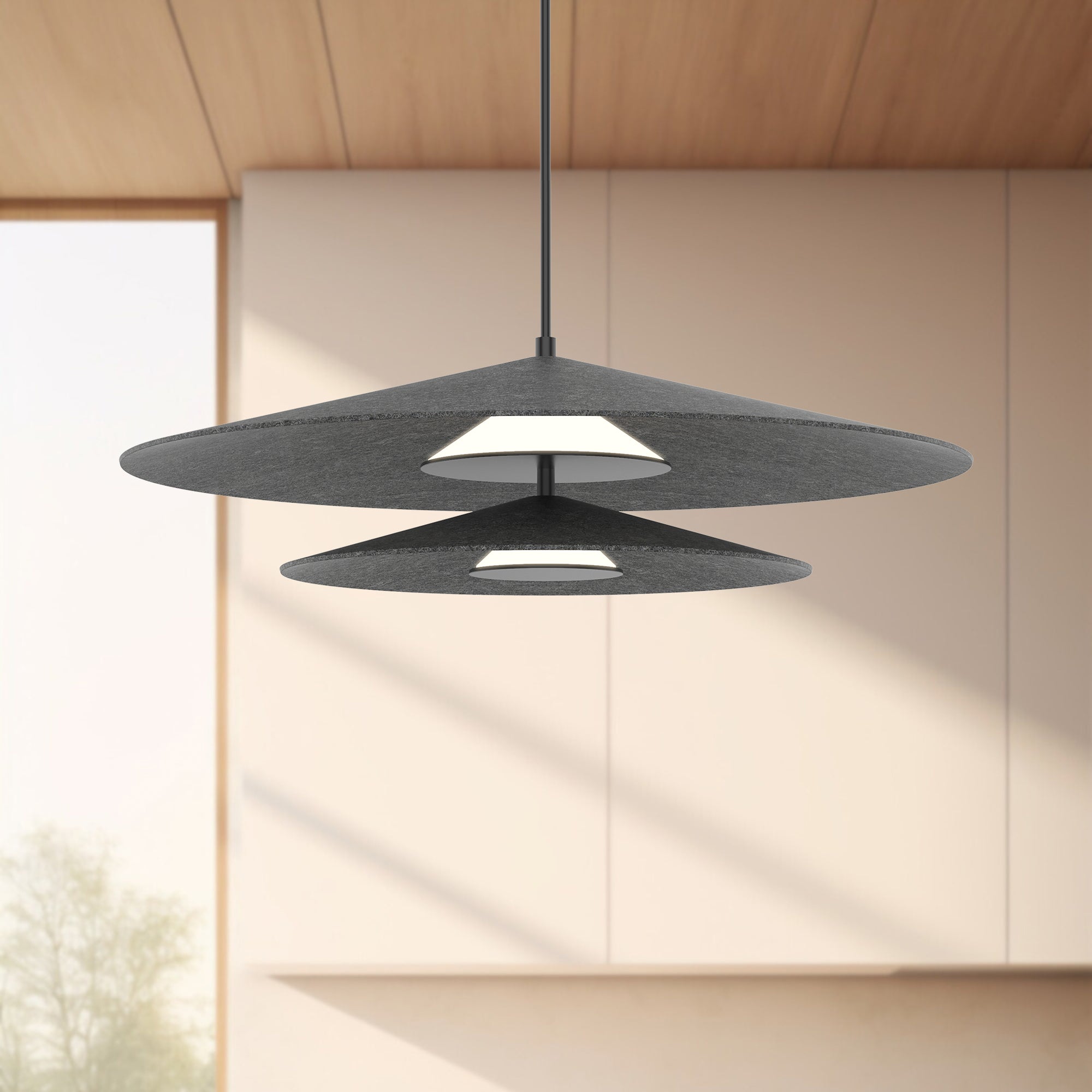 Cruz 24-in Felt - Gray LED Pendant